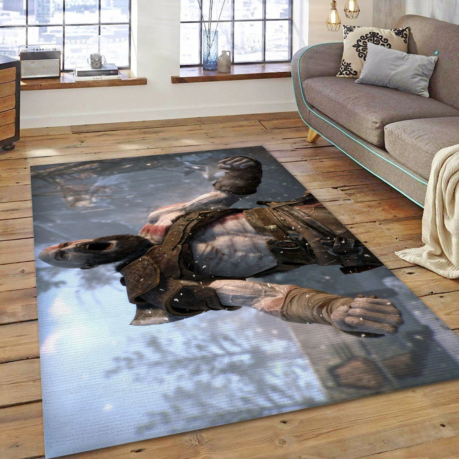 Kratos God Of War Video Game Reangle Rug, Living Room Rug - Family Gift US Decor - Indoor Outdoor Rugs