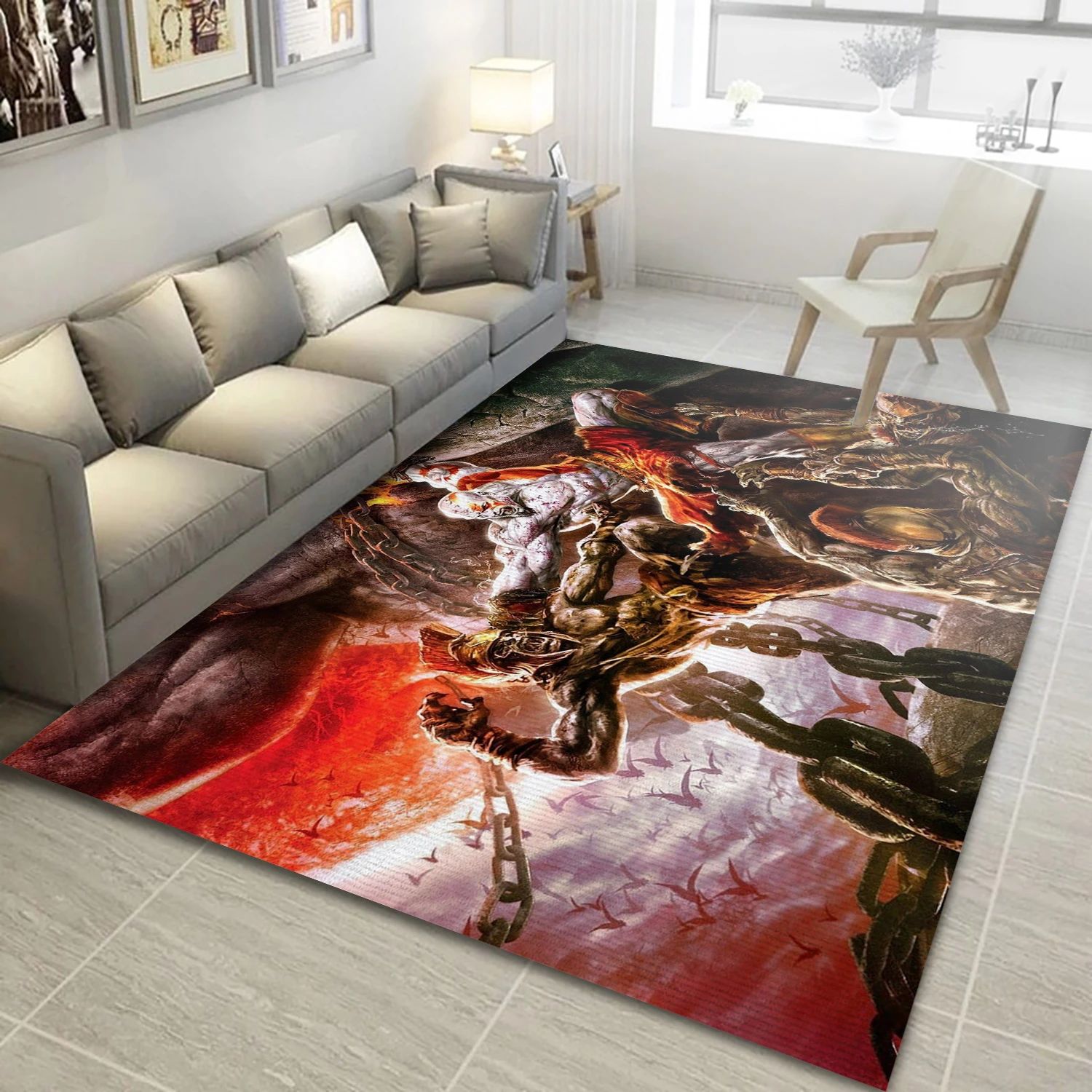 God Of War Video Game Area Rug Area, Living Room Rug - Christmas Gift Decor - Indoor Outdoor Rugs