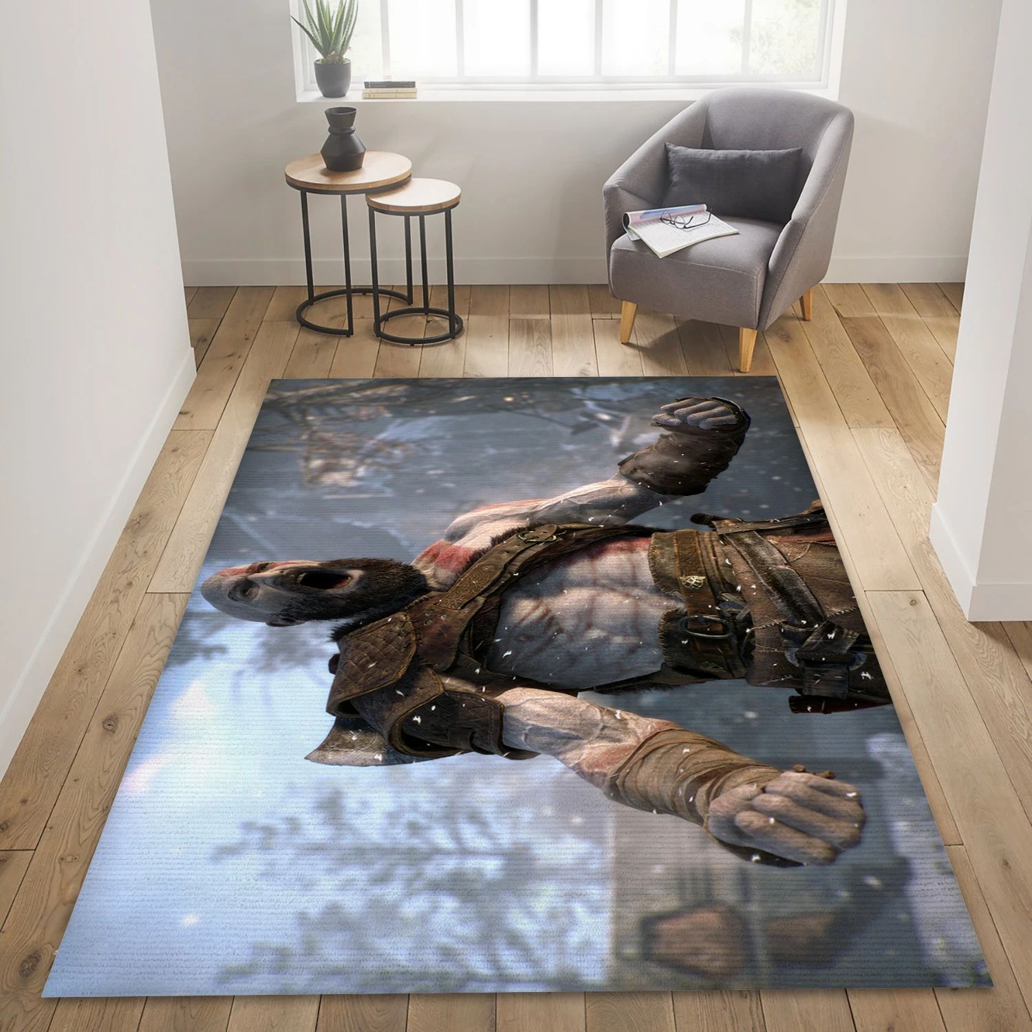 Kratos God Of War Video Game Reangle Rug, Living Room Rug - Family Gift US Decor - Indoor Outdoor Rugs