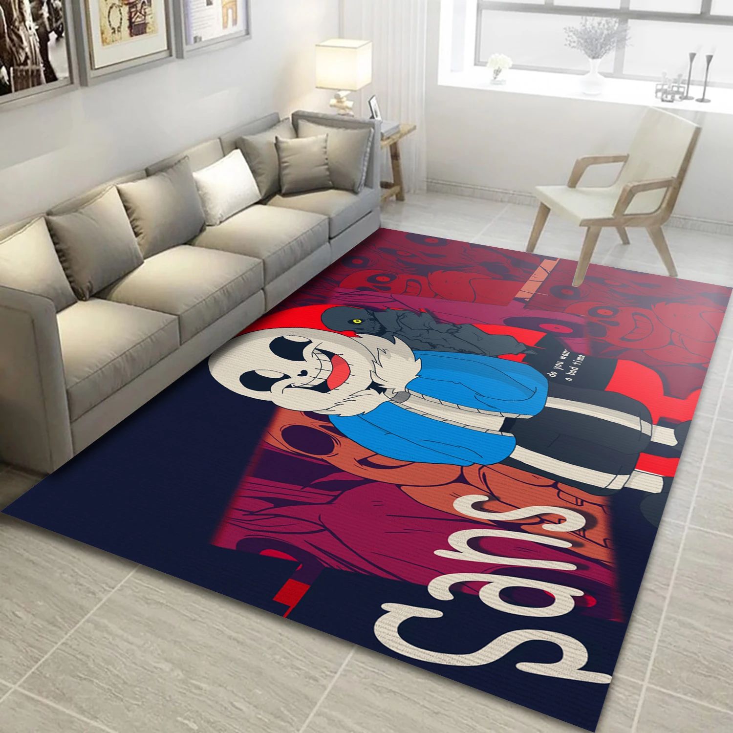 Sans Undertale Gaming Area Rug, Bedroom Rug - Christmas Gift Decor - Indoor Outdoor Rugs