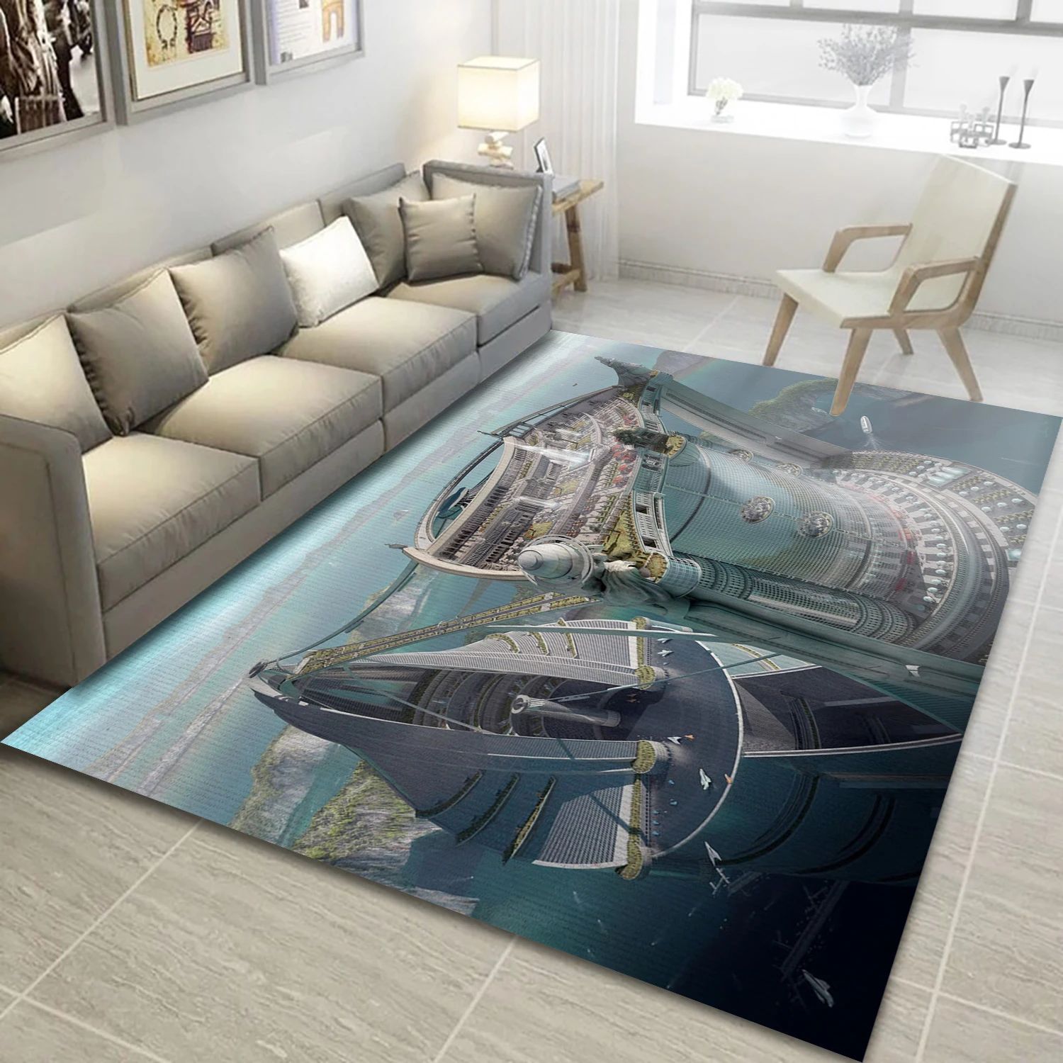 Architecture Landscape Video Game Area Rug Area, Living Room Rug - Home Decor Floor Decor - Indoor Outdoor Rugs