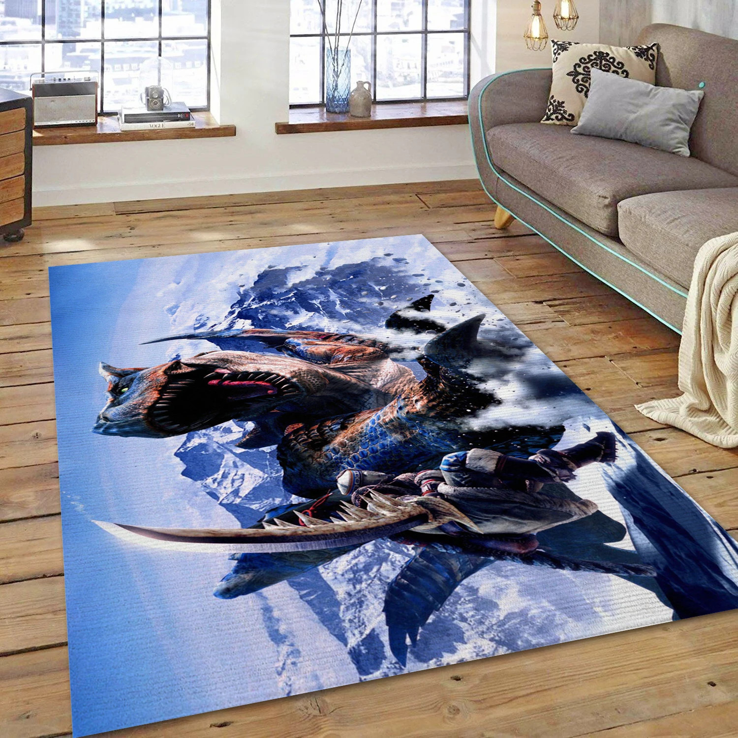 Tigrex Video Game Area Rug For Christmas, Bedroom Rug - Home Decor Floor Decor - Indoor Outdoor Rugs