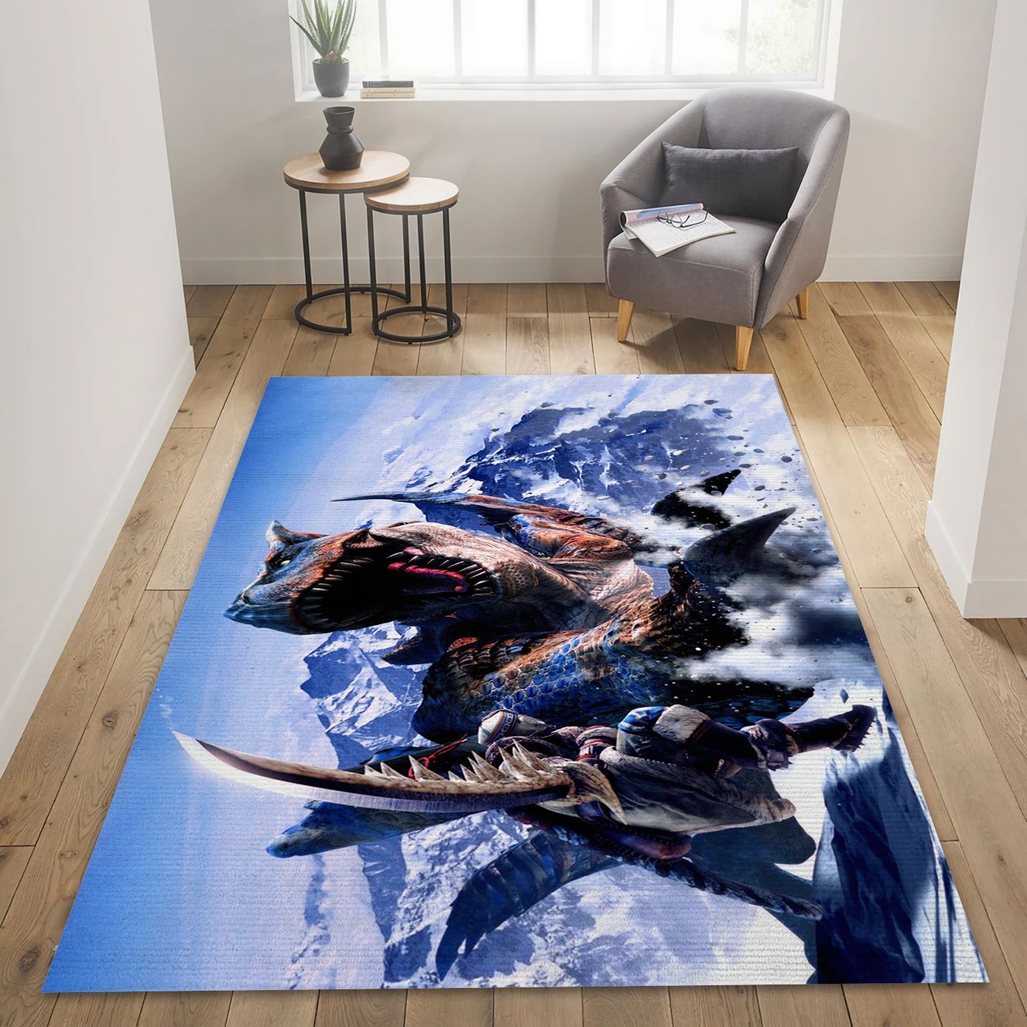 Tigrex Video Game Area Rug For Christmas, Bedroom Rug - Home Decor Floor Decor - Indoor Outdoor Rugs