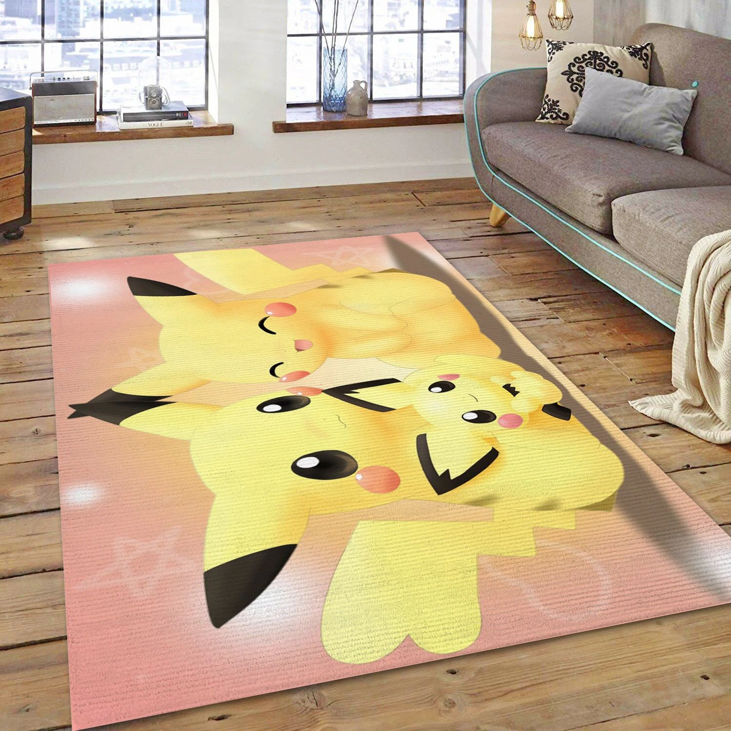 Pikachu Family Gaming Area Rug, Living Room Rug - Family Gift US Decor - Indoor Outdoor Rugs