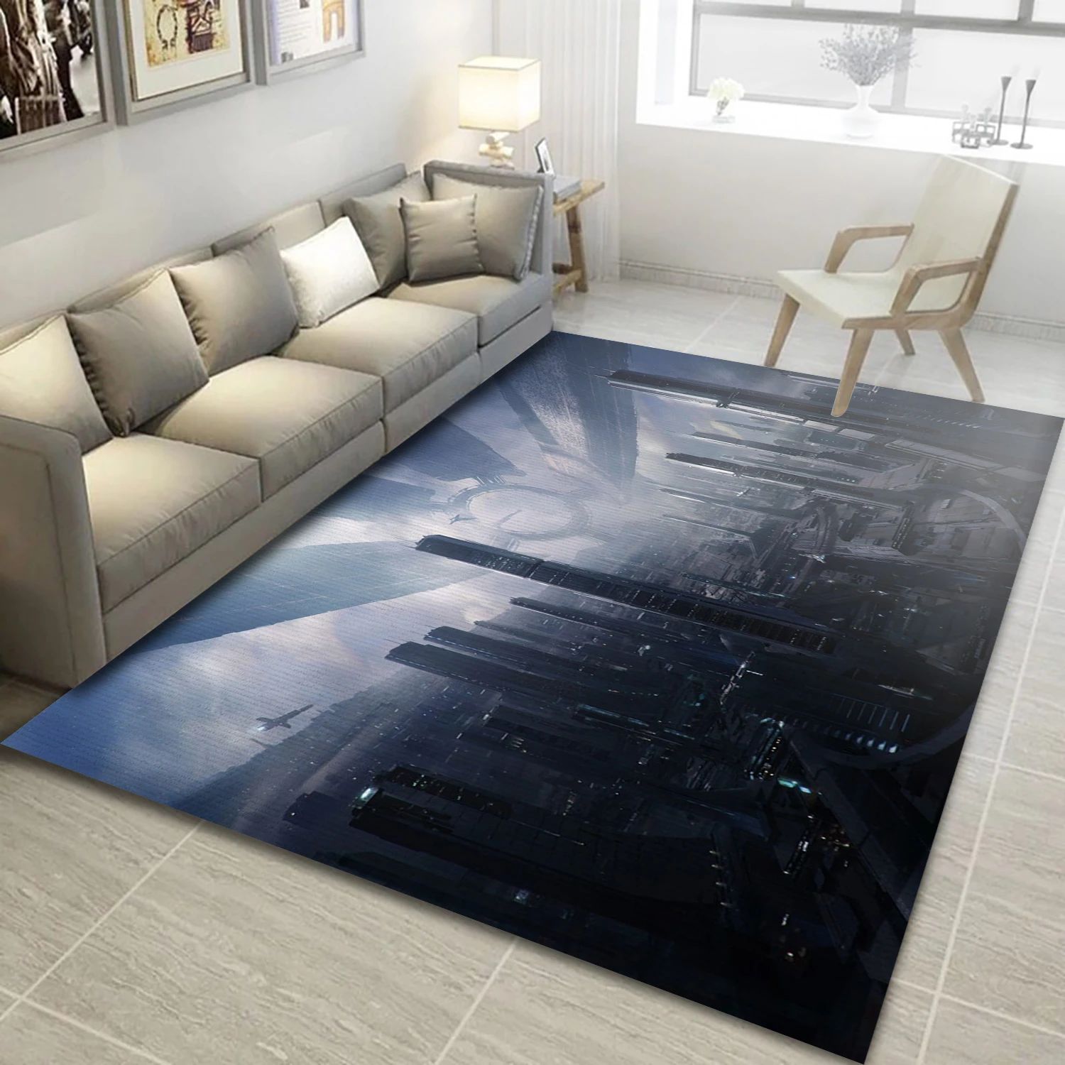 Spaceship Citadel Mass Effect Video Game Area Rug Area, Bedroom Rug - Home Decor Floor Decor - Indoor Outdoor Rugs