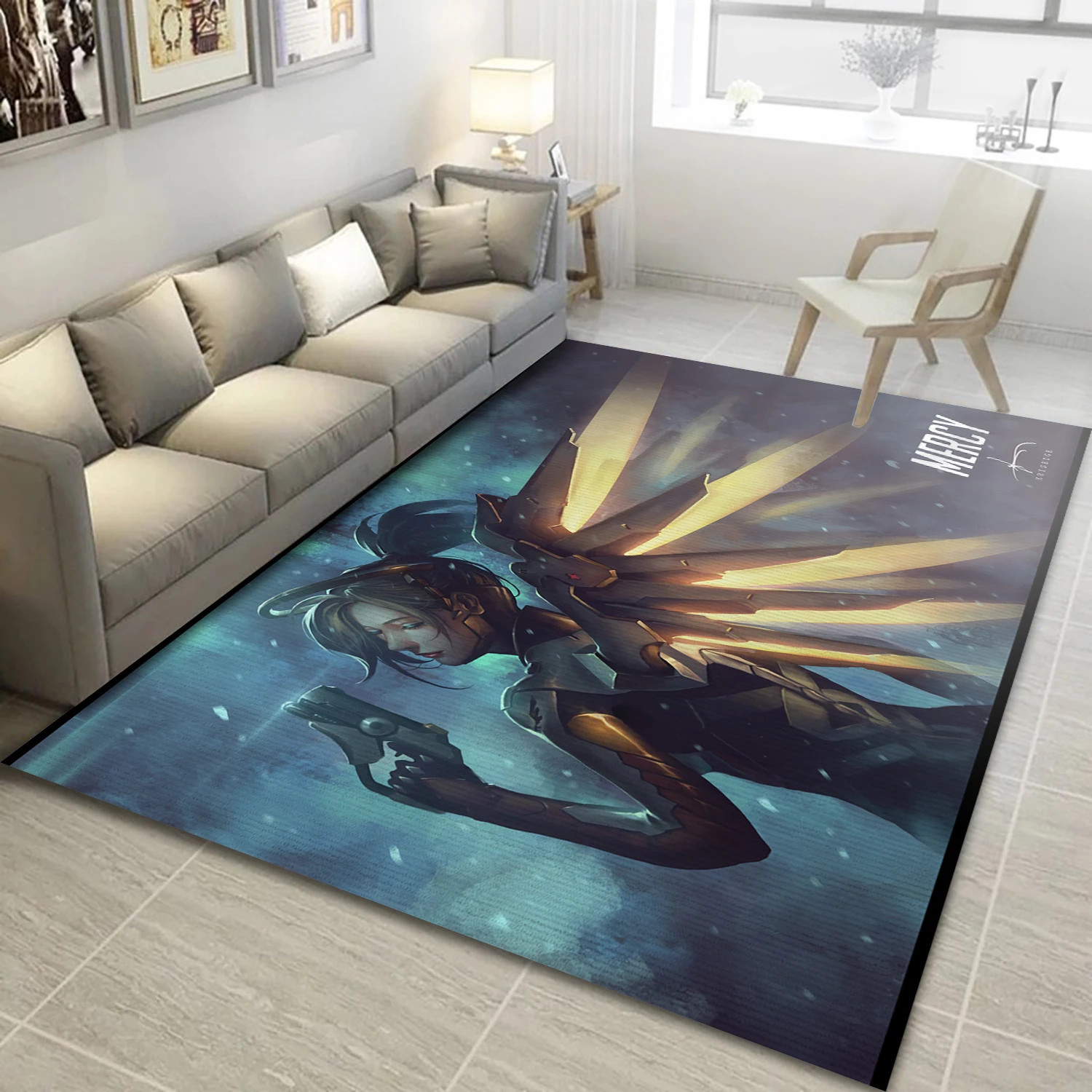 Mercy Overwatch Gaming Area Rug, Area Rug - US Decor - Indoor Outdoor Rugs