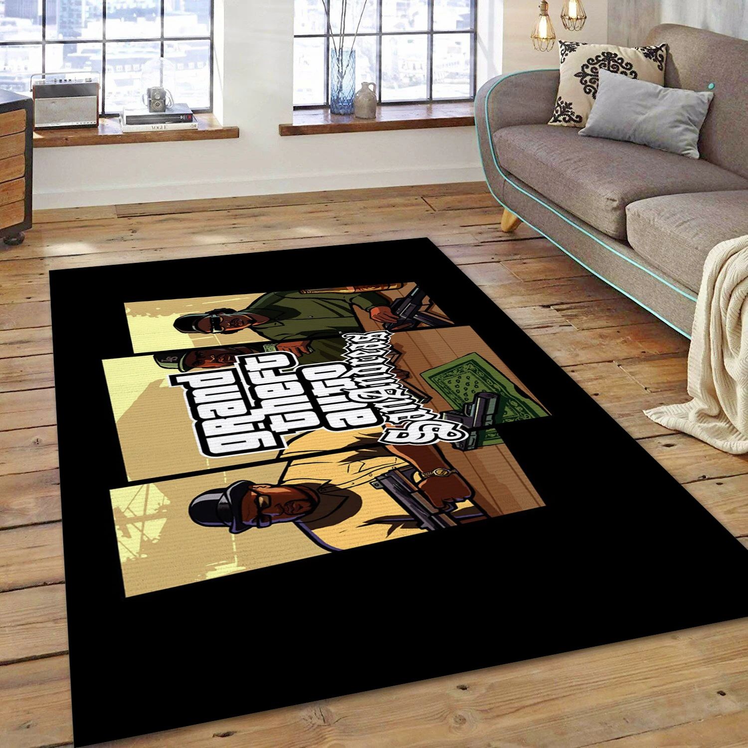 Grand Theft Auto San Andreas Video Game Area Rug For Christmas, Area Rug - US Decor - Indoor Outdoor Rugs