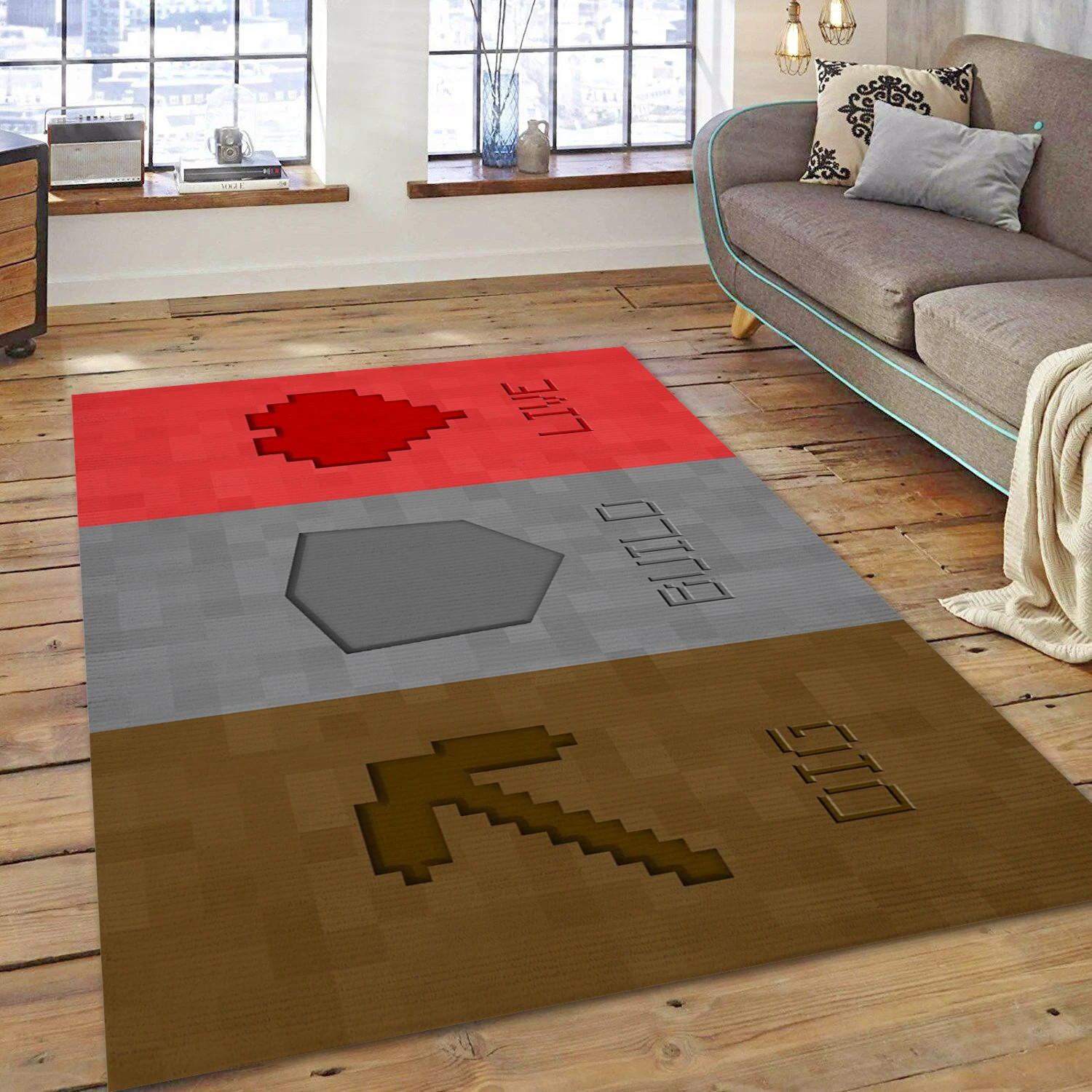 Minecraft Video Game Area Rug Area, Area Rug - Family Gift US Decor - Indoor Outdoor Rugs