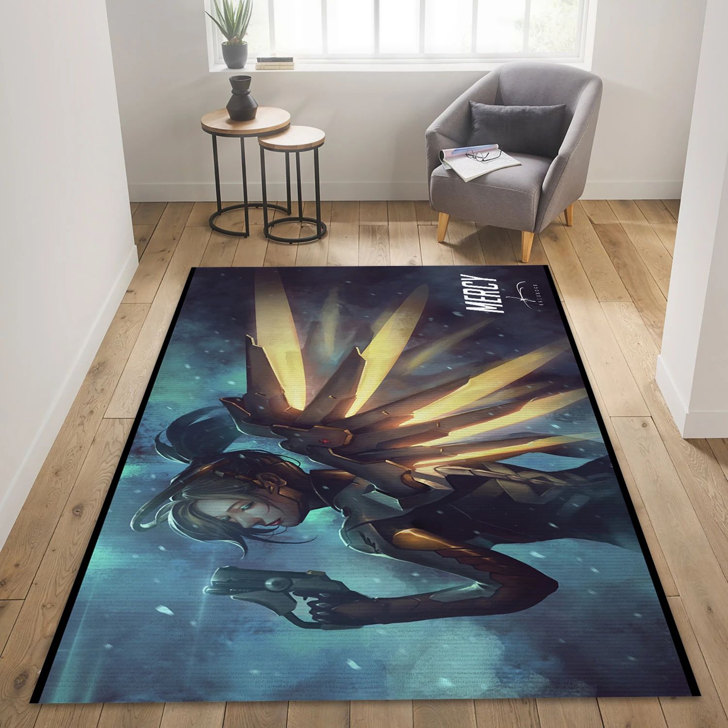 Mercy Overwatch Gaming Area Rug, Area Rug - US Decor - Indoor Outdoor Rugs