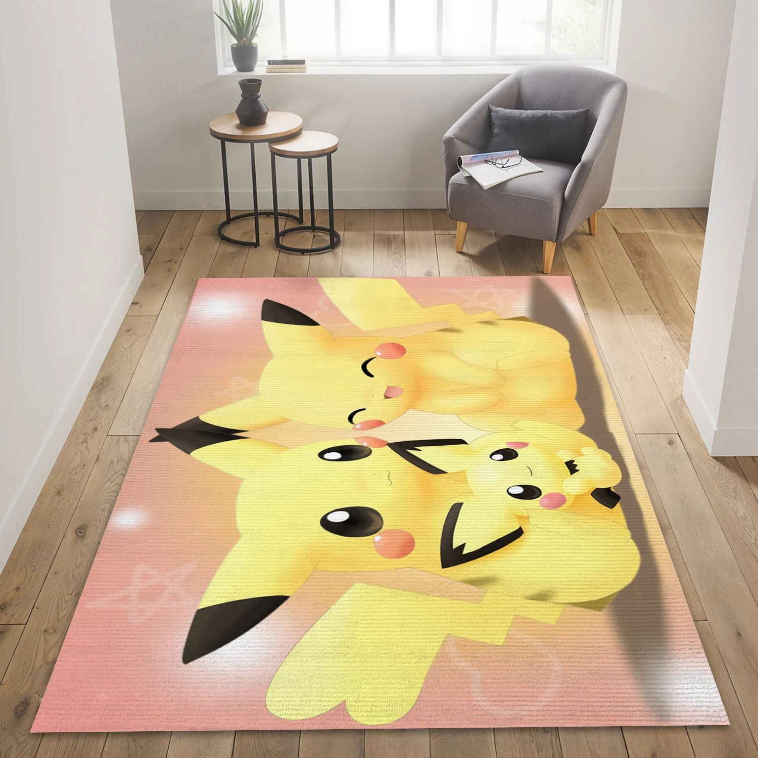 Pikachu Family Gaming Area Rug, Living Room Rug - Family Gift US Decor - Indoor Outdoor Rugs