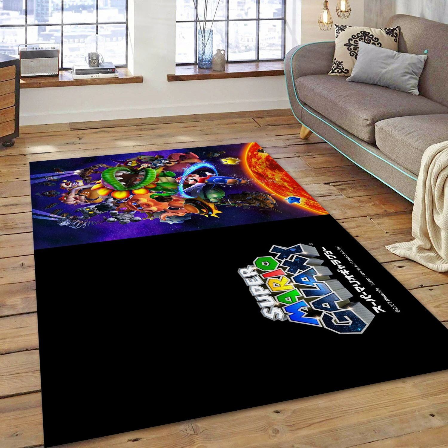 Super Mario Galaxy Video Game Area Rug For Christmas, Area Rug - Family Gift US Decor - Indoor Outdoor Rugs