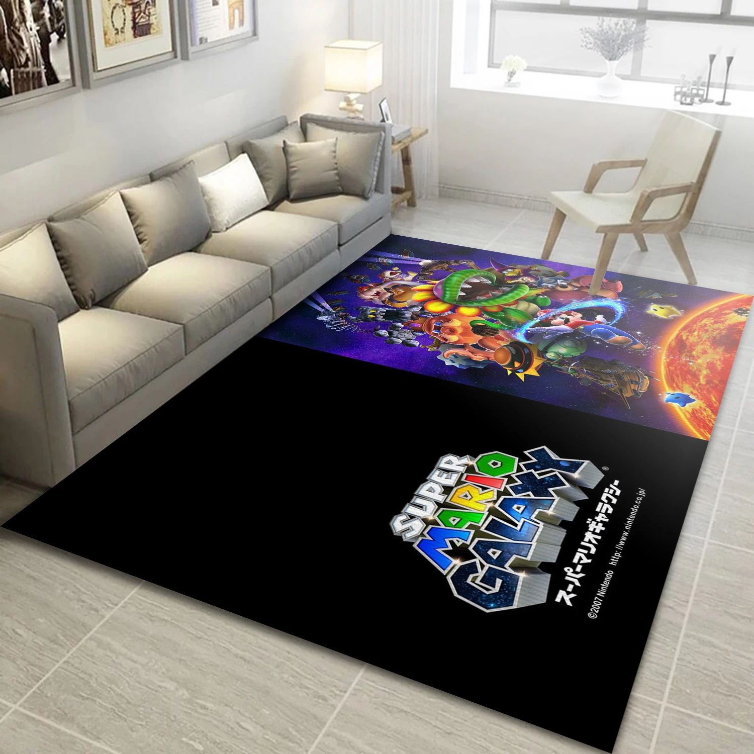 Super Mario Galaxy Video Game Area Rug For Christmas, Area Rug - Family Gift US Decor - Indoor Outdoor Rugs