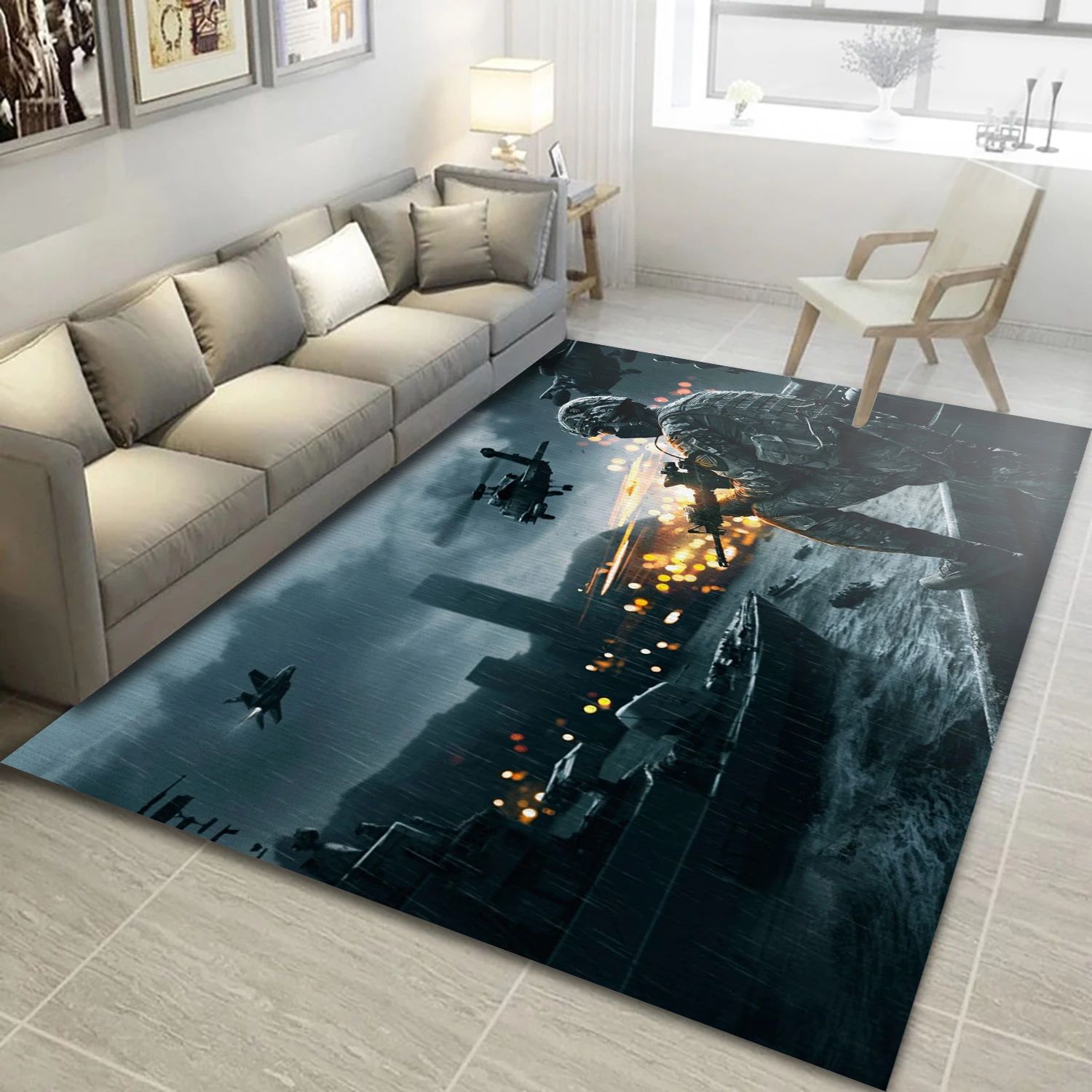 Soldier Gaming Area Rug, Living Room Rug - US Decor - Indoor Outdoor Rugs