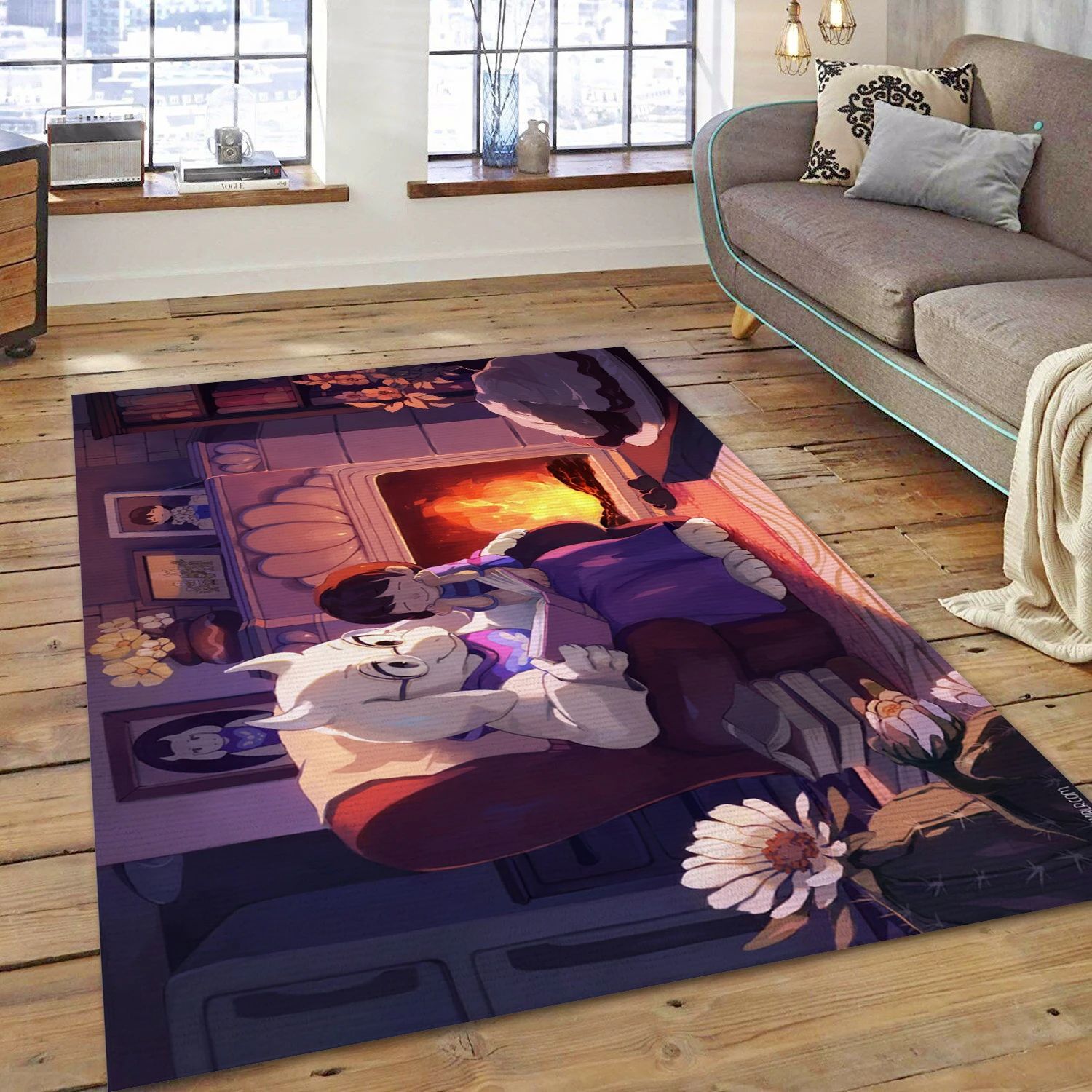 Toriel And Frisk Game Area Rug Carpet, Area Rug - Home Decor Floor Decor - Indoor Outdoor Rugs