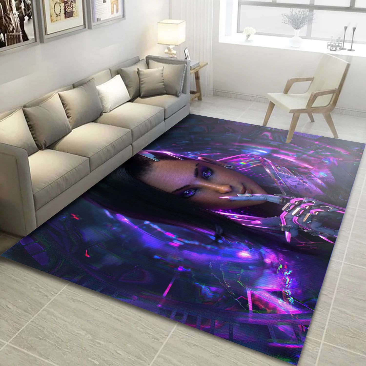 Sombra Overwatch Video Game Reangle Rug, Bedroom Rug - Christmas Gift Decor - Indoor Outdoor Rugs