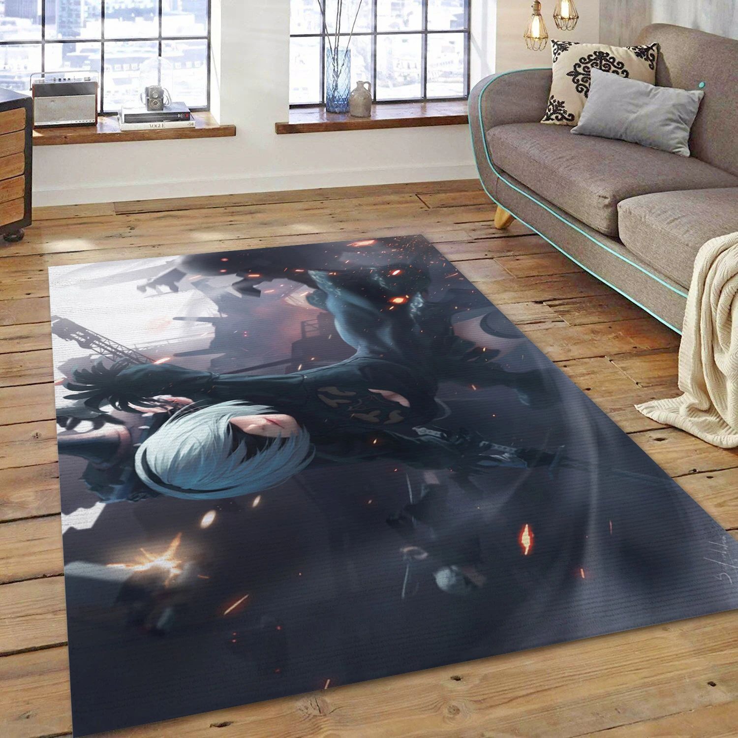 Yorha No 2 Type B Black Dress And Yorha No 9 Type S Video Game Area Rug For Christmas, Bedroom Rug - US Decor - Indoor Outdoor Rugs