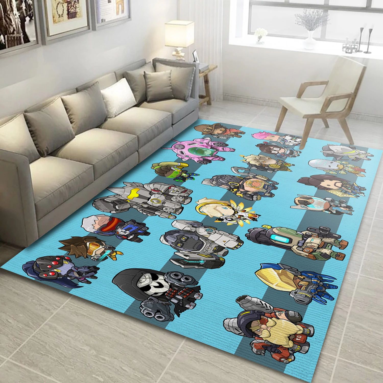 Chibi D Va Overwatch Video Game Reangle Rug, Area Rug - Home Decor Floor Decor - Indoor Outdoor Rugs