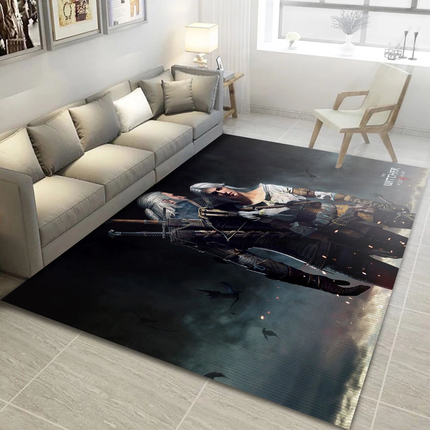 Geralt And Ciri Game Area Rug Carpet, Bedroom Rug - Family Gift US Decor - Indoor Outdoor Rugs