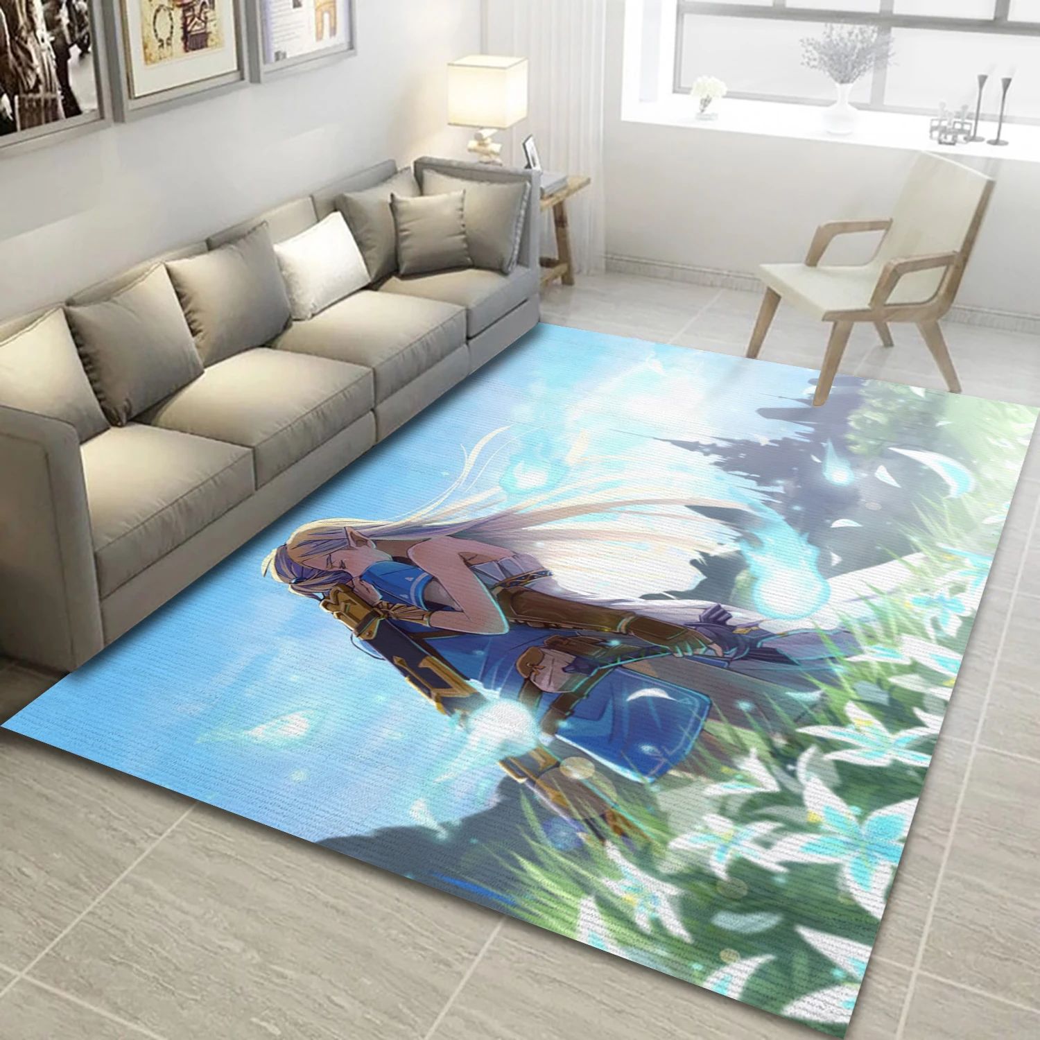 Zelda Hugging Link While Crying Game Area Rug Carpet, Living Room Rug - US Decor - Indoor Outdoor Rugs