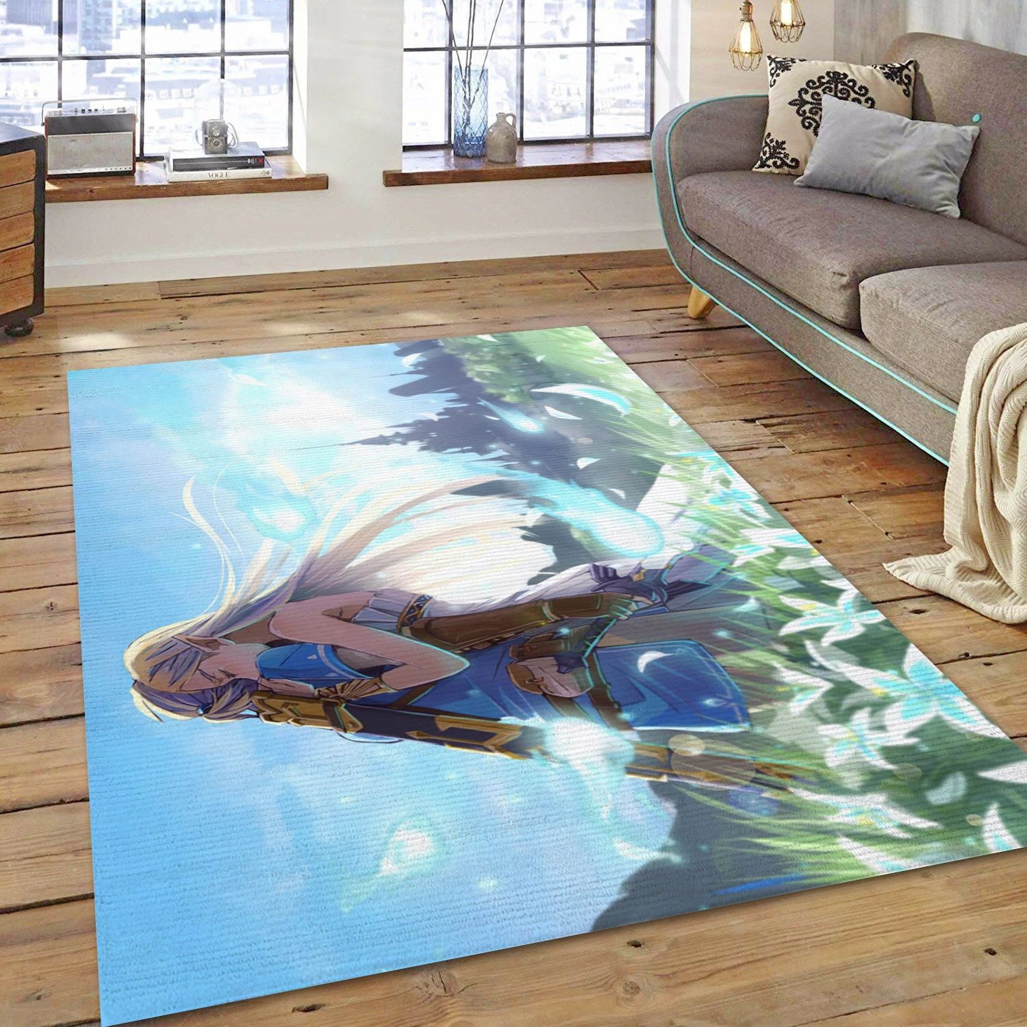 Zelda Hugging Link While Crying Game Area Rug Carpet, Living Room Rug - US Decor - Indoor Outdoor Rugs