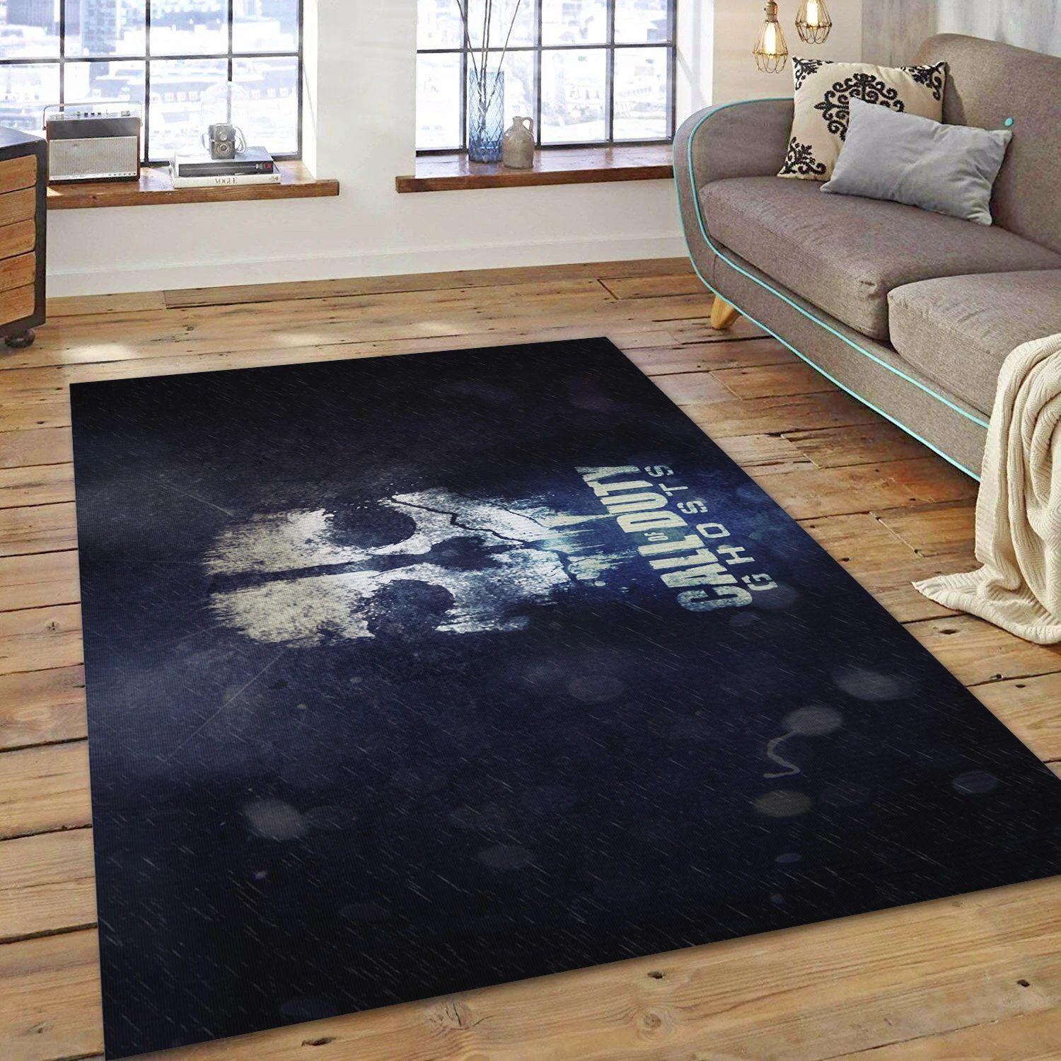 Cod Ghosts Skull Video Game Area Rug Area, Living Room Rug - Family Gift US Decor - Indoor Outdoor Rugs