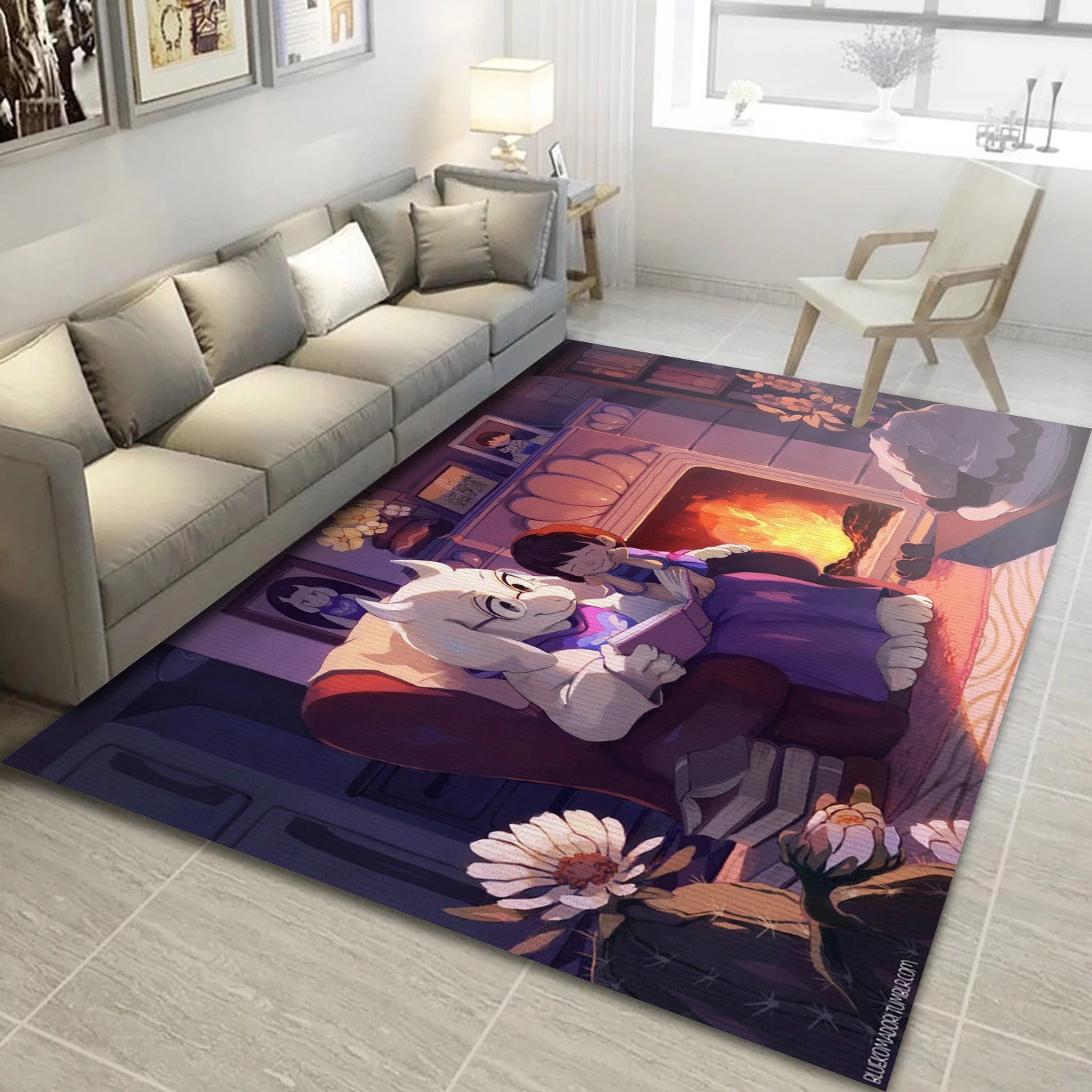 Toriel And Frisk Game Area Rug Carpet, Area Rug - Home Decor Floor Decor - Indoor Outdoor Rugs