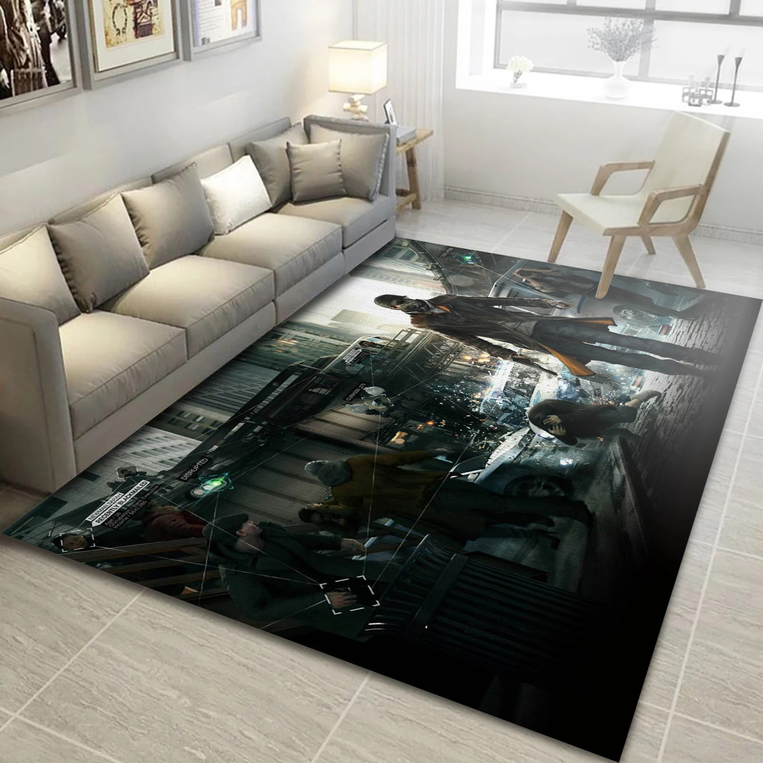 Aiden Pearce Video Game Area Rug For Christmas, Living Room Rug - Family Gift US Decor - Indoor Outdoor Rugs