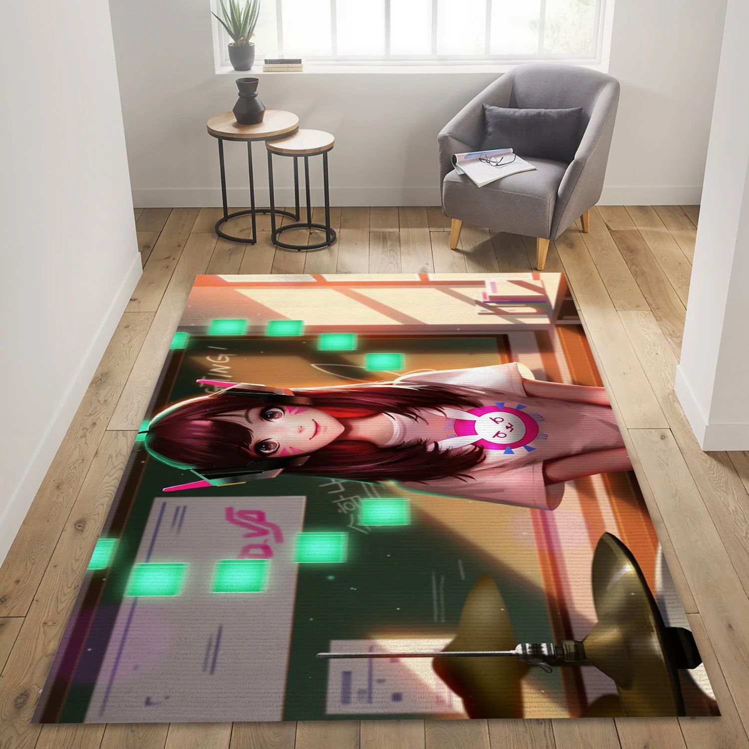 D Va Overwatch Gaming Area Rug, Bedroom Rug - Family Gift US Decor - Indoor Outdoor Rugs