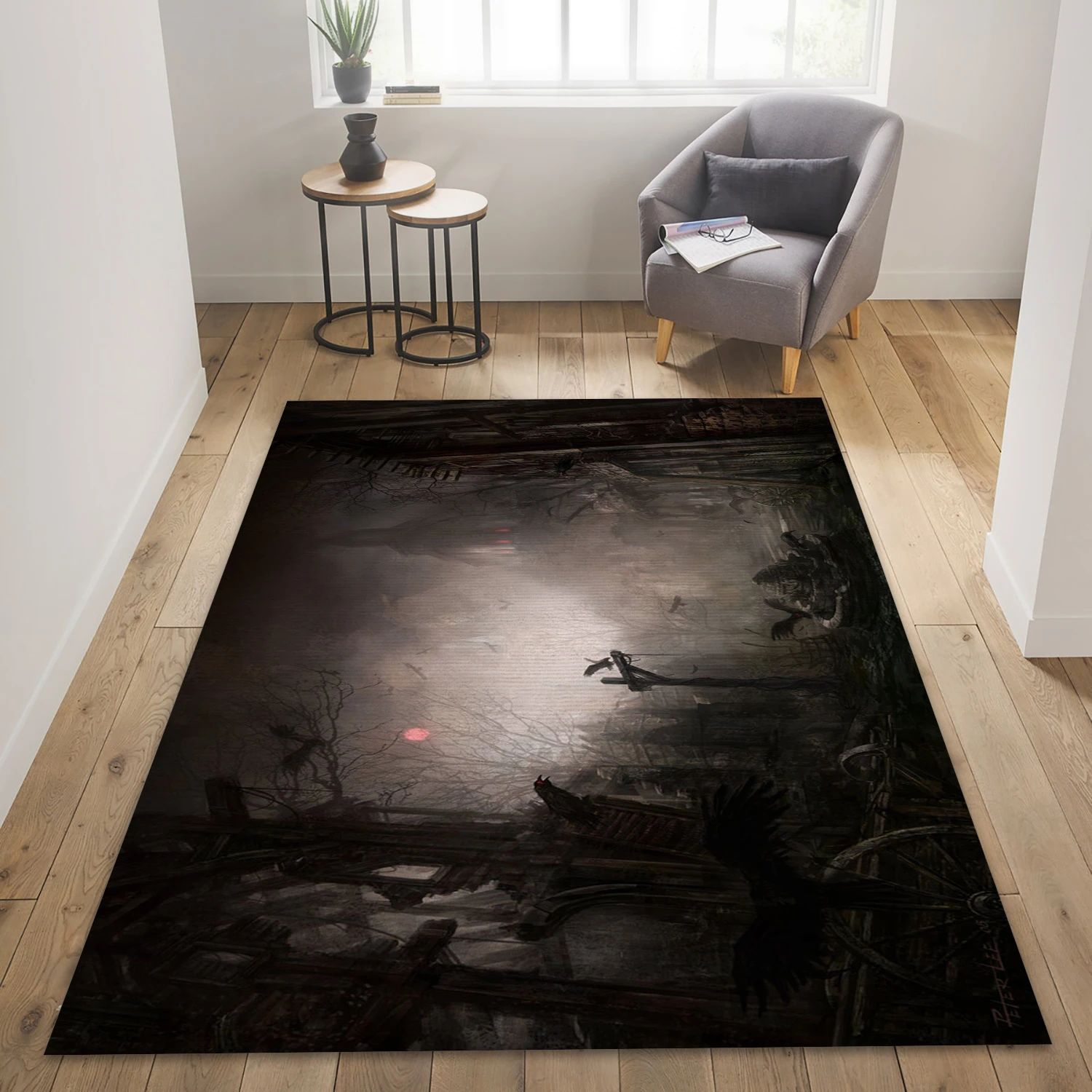 In The Shadow Of The Demon Temple Video Game Reangle Rug, Living Room Rug - Family Gift US Decor - Indoor Outdoor Rugs