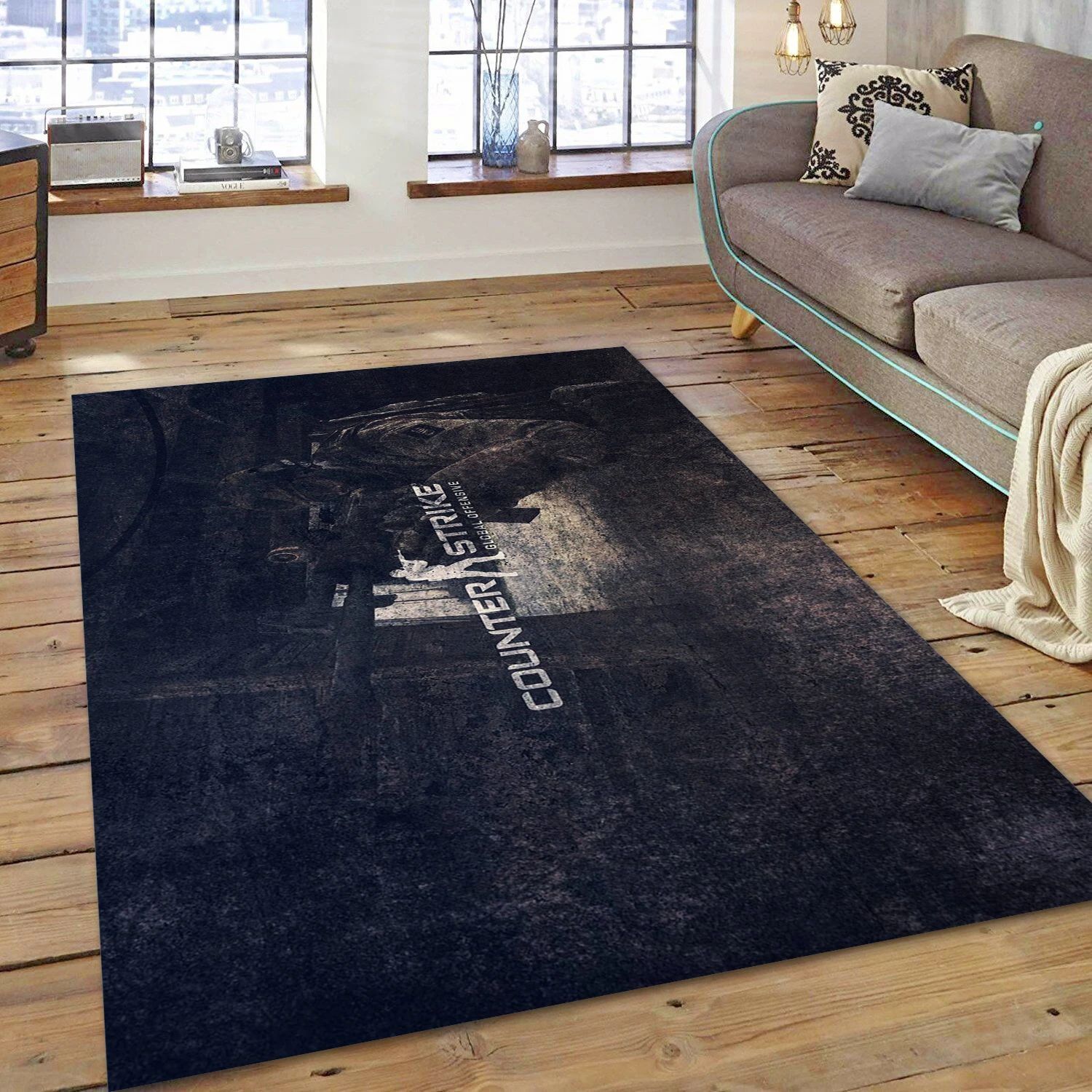 Counter Strike Global Offensive Gaming Area Rug, Living Room Rug - Family Gift US Decor - Indoor Outdoor Rugs