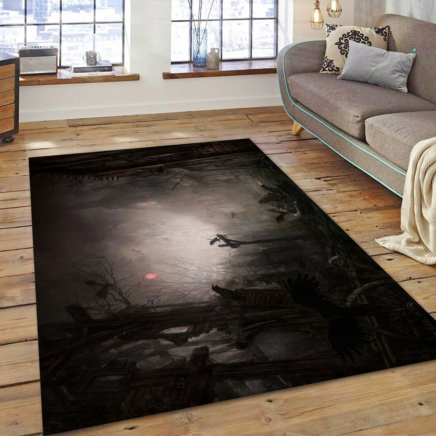 In The Shadow Of The Demon Temple Video Game Reangle Rug, Living Room Rug - Family Gift US Decor - Indoor Outdoor Rugs