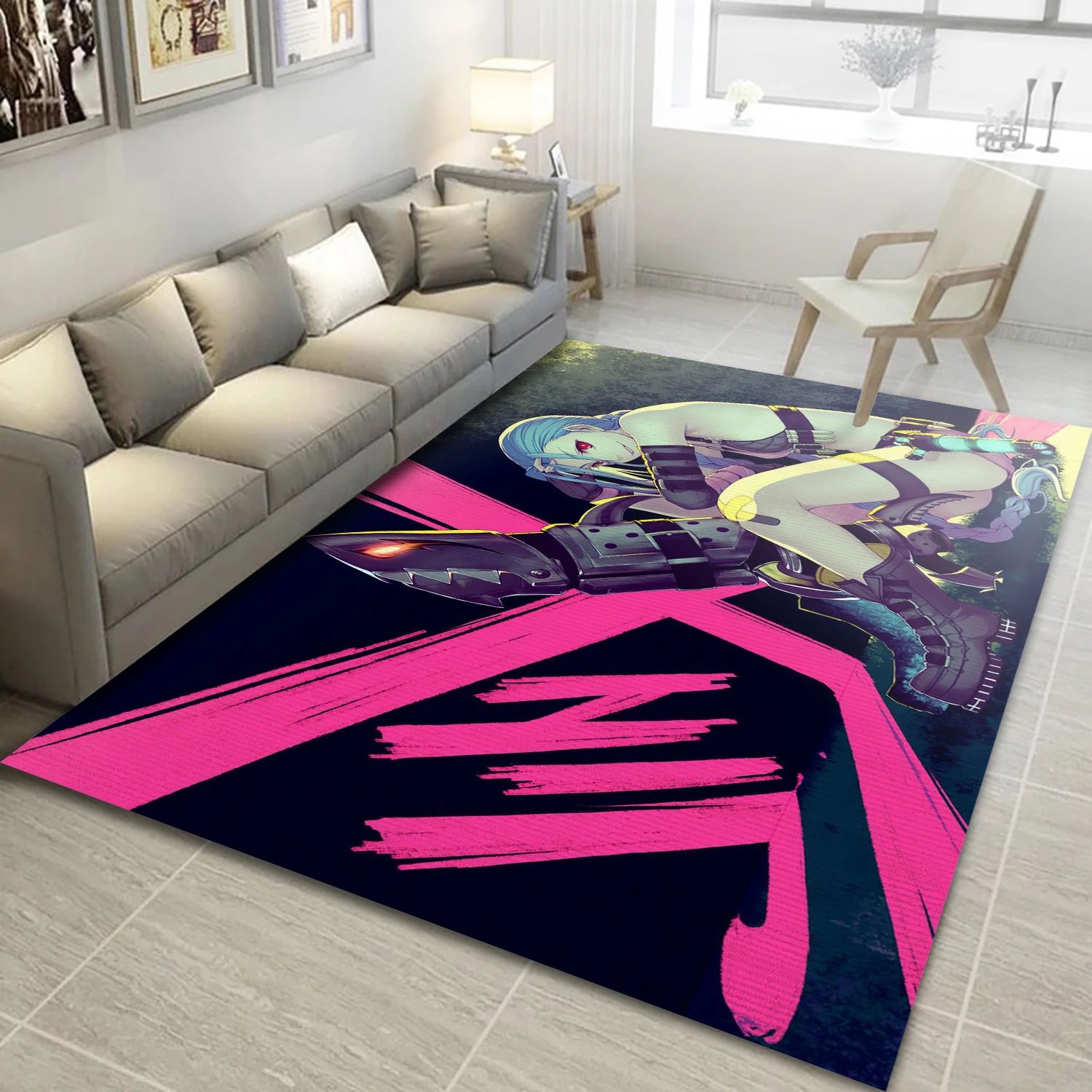 Jinx League Of Legends Video Game Reangle Rug, Area Rug - Christmas Gift Decor - Indoor Outdoor Rugs