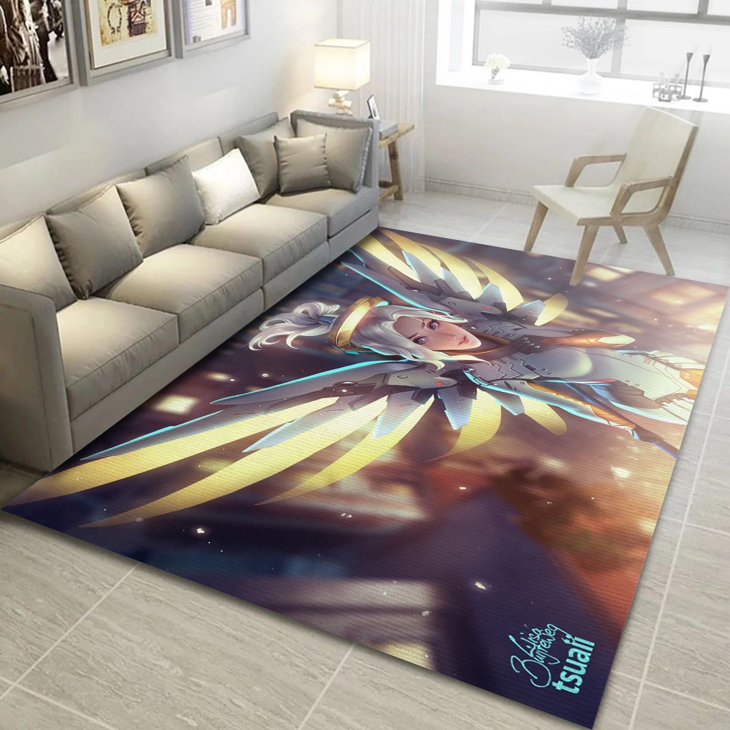 Mercy Overwatch Video Game Area Rug Area, Area Rug - Family Gift US Decor - Indoor Outdoor Rugs