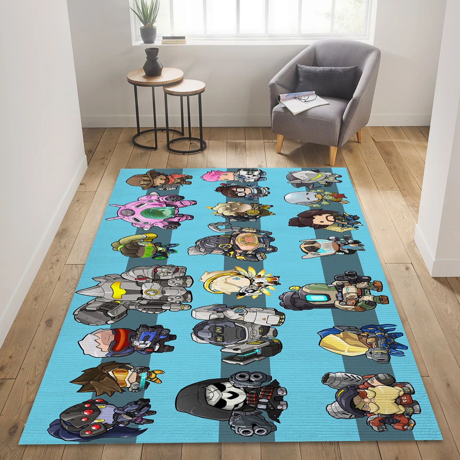 Chibi D Va Overwatch Video Game Reangle Rug, Area Rug - Home Decor Floor Decor - Indoor Outdoor Rugs