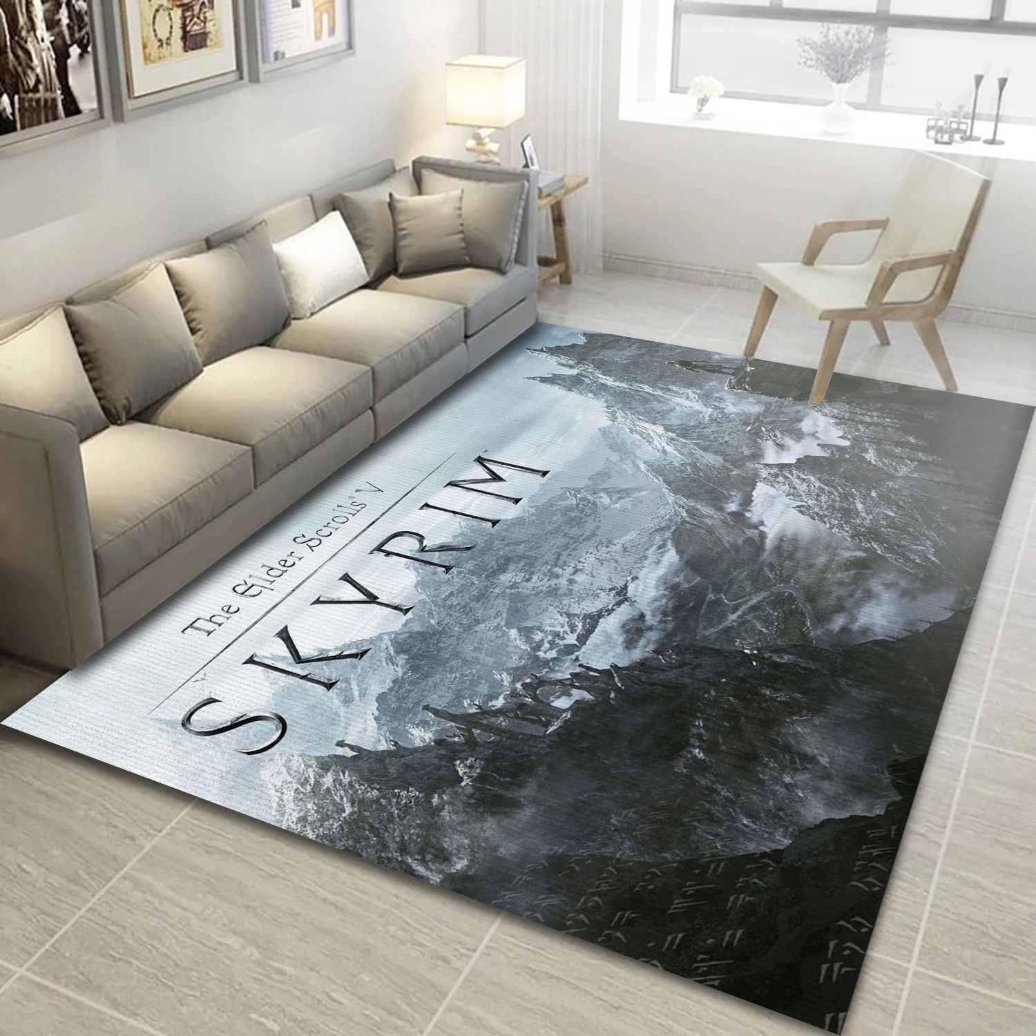 Skyrim Video Game Area Rug Area, Living Room Rug - US Decor - Indoor Outdoor Rugs