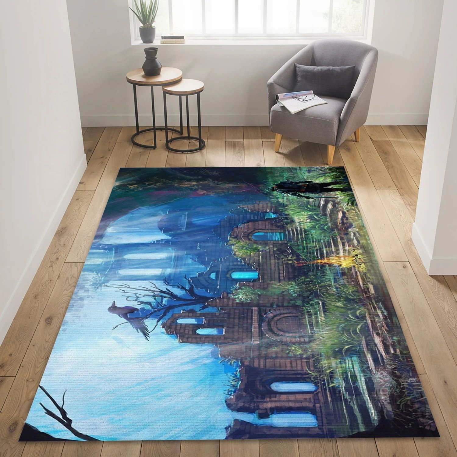 Bonfire Gaming Area Rug, Living Room Rug - Home Decor Floor Decor - Indoor Outdoor Rugs