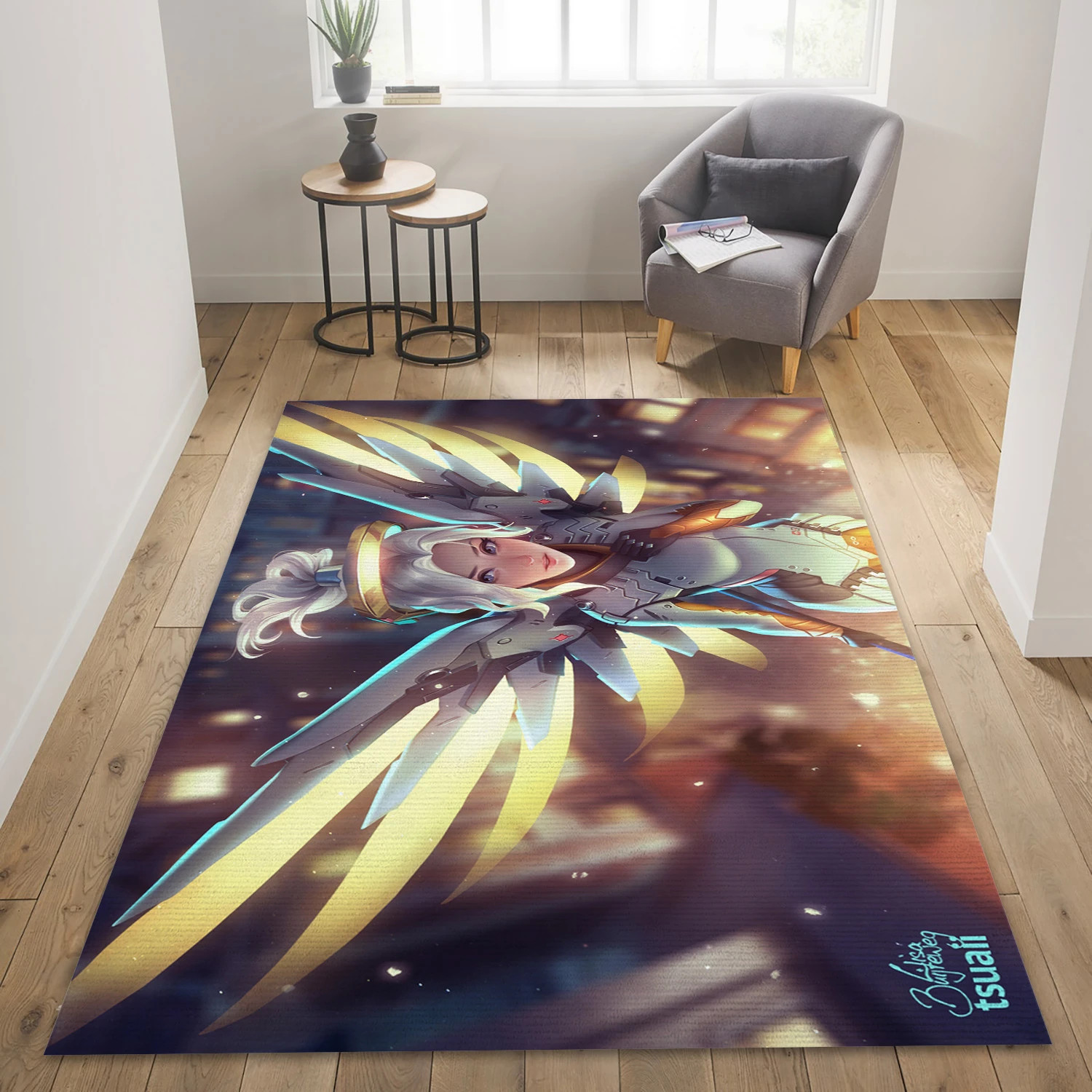 Mercy Overwatch Video Game Area Rug Area, Area Rug - Family Gift US Decor - Indoor Outdoor Rugs