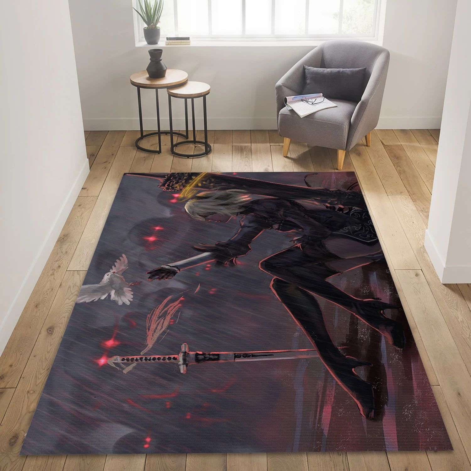 Robot Rain Gaming Area Rug, Area Rug - Home Decor Floor Decor - Indoor Outdoor Rugs