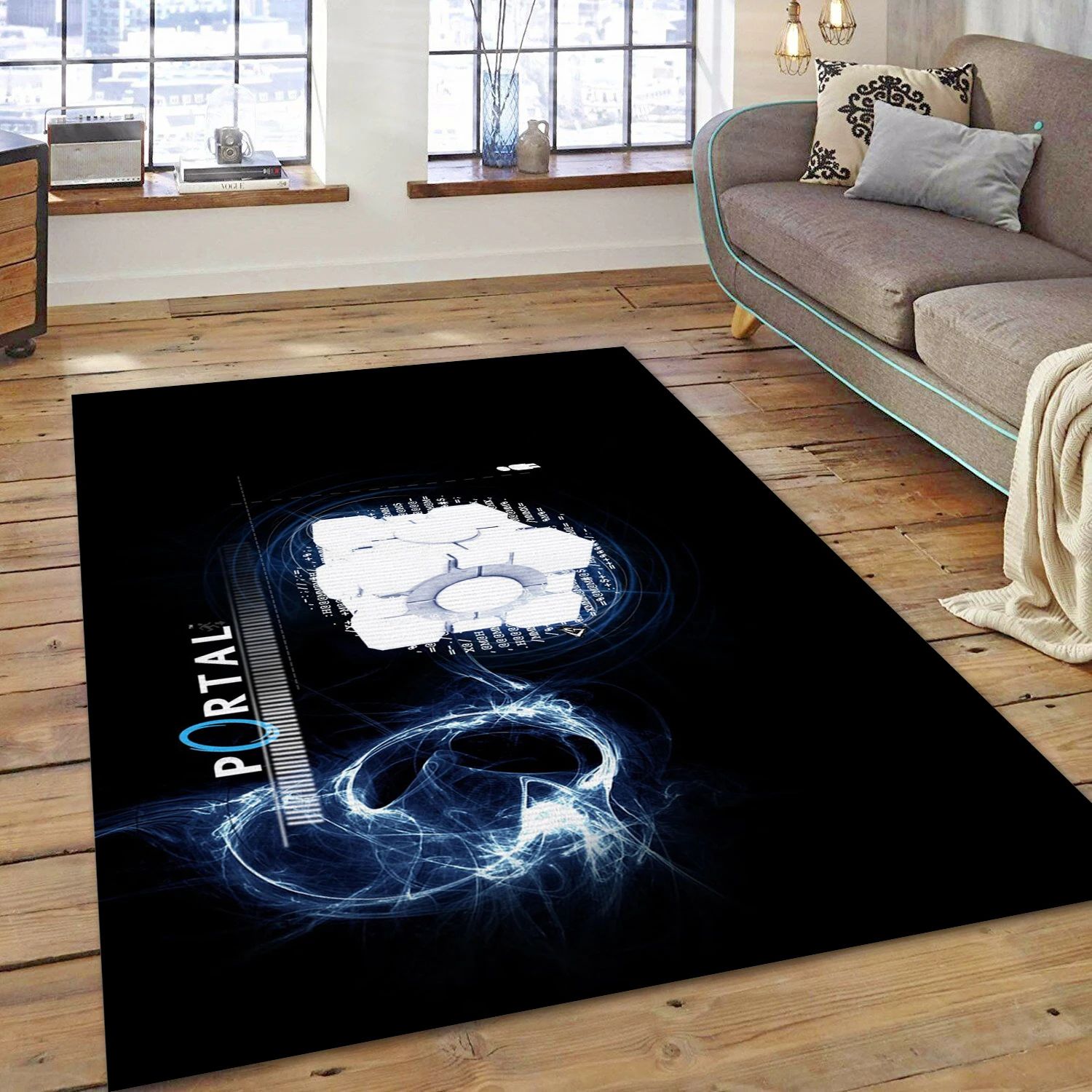 Portal Video Game Reangle Rug, Living Room Rug - US Decor - Indoor Outdoor Rugs