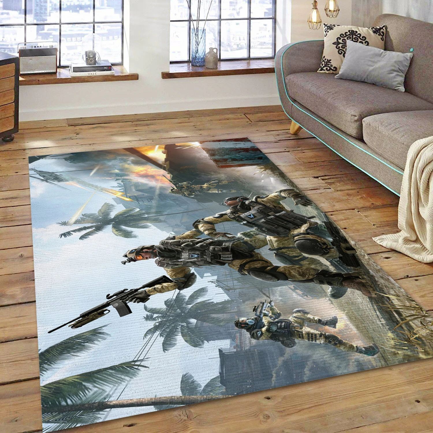 Warface Video Game Reangle Rug, Living Room Rug - Christmas Gift Decor - Indoor Outdoor Rugs