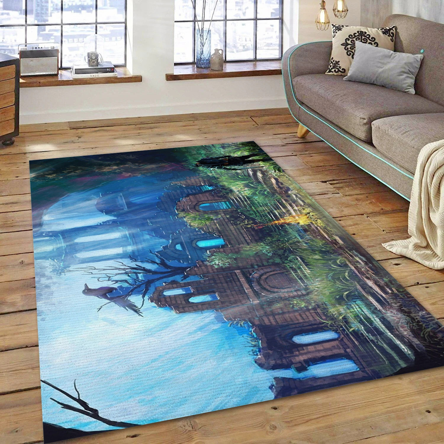 Bonfire Gaming Area Rug, Living Room Rug - Home Decor Floor Decor - Indoor Outdoor Rugs