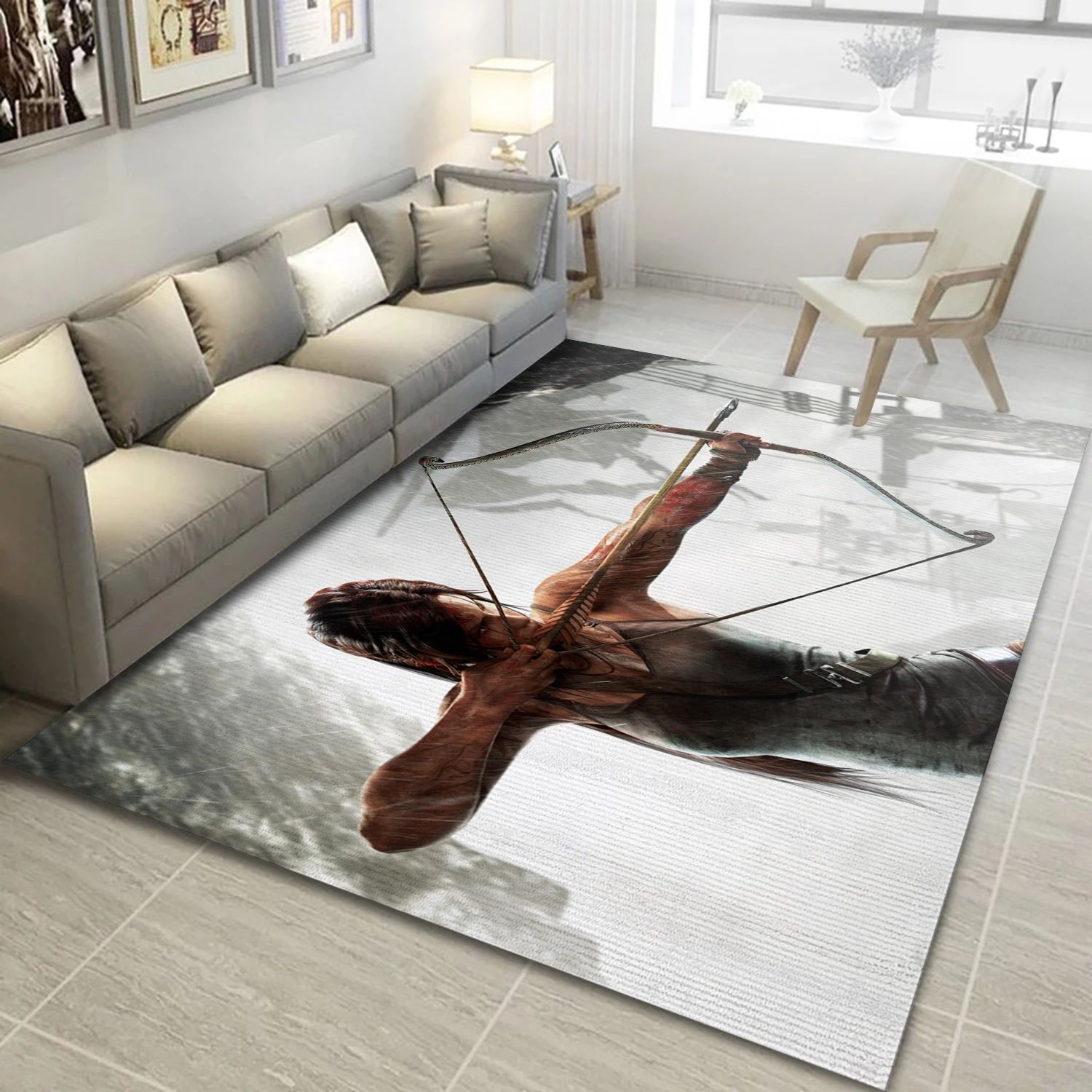 Tomb Raider Bow Video Game Area Rug For Christmas, Bedroom Rug - Family Gift US Decor - Indoor Outdoor Rugs