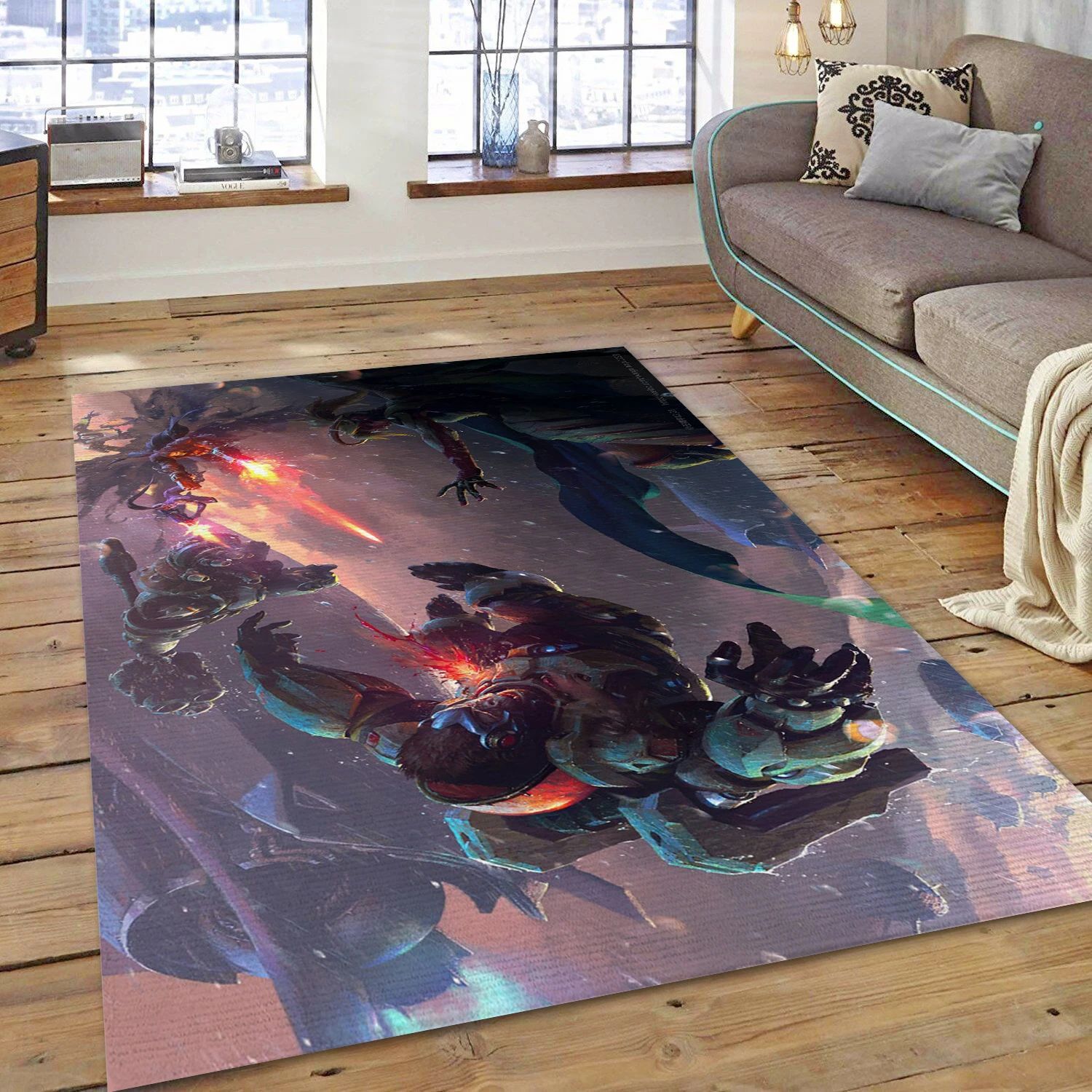 Overwatch The Fall Video Game Reangle Rug, Area Rug - Christmas Gift Decor - Indoor Outdoor Rugs