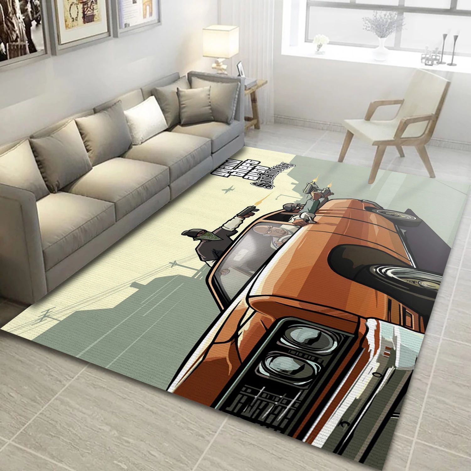 Grand Theft Auto San Andreas Video Game Area Rug Area, Area Rug - Christmas Gift Decor - Indoor Outdoor Rugs