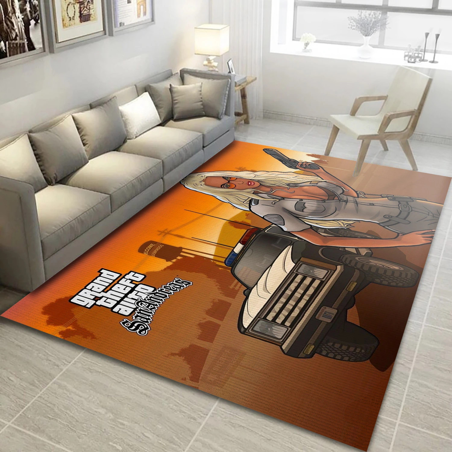 Car Game Area Rug Carpet, Living Room Rug - Family Gift US Decor - Indoor Outdoor Rugs