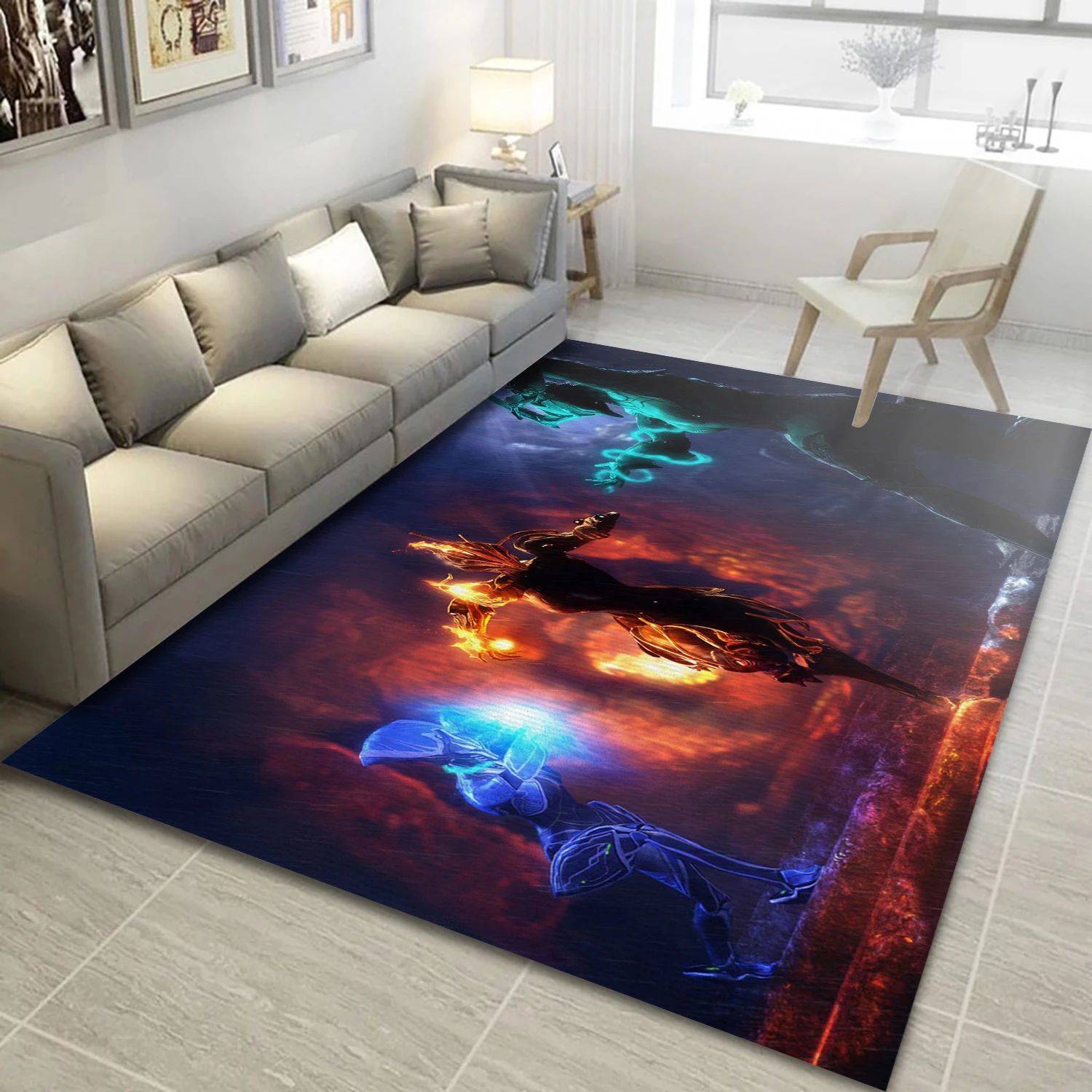 Warframe Video Game Area Rug Area, Bedroom Rug - Family Gift US Decor - Indoor Outdoor Rugs