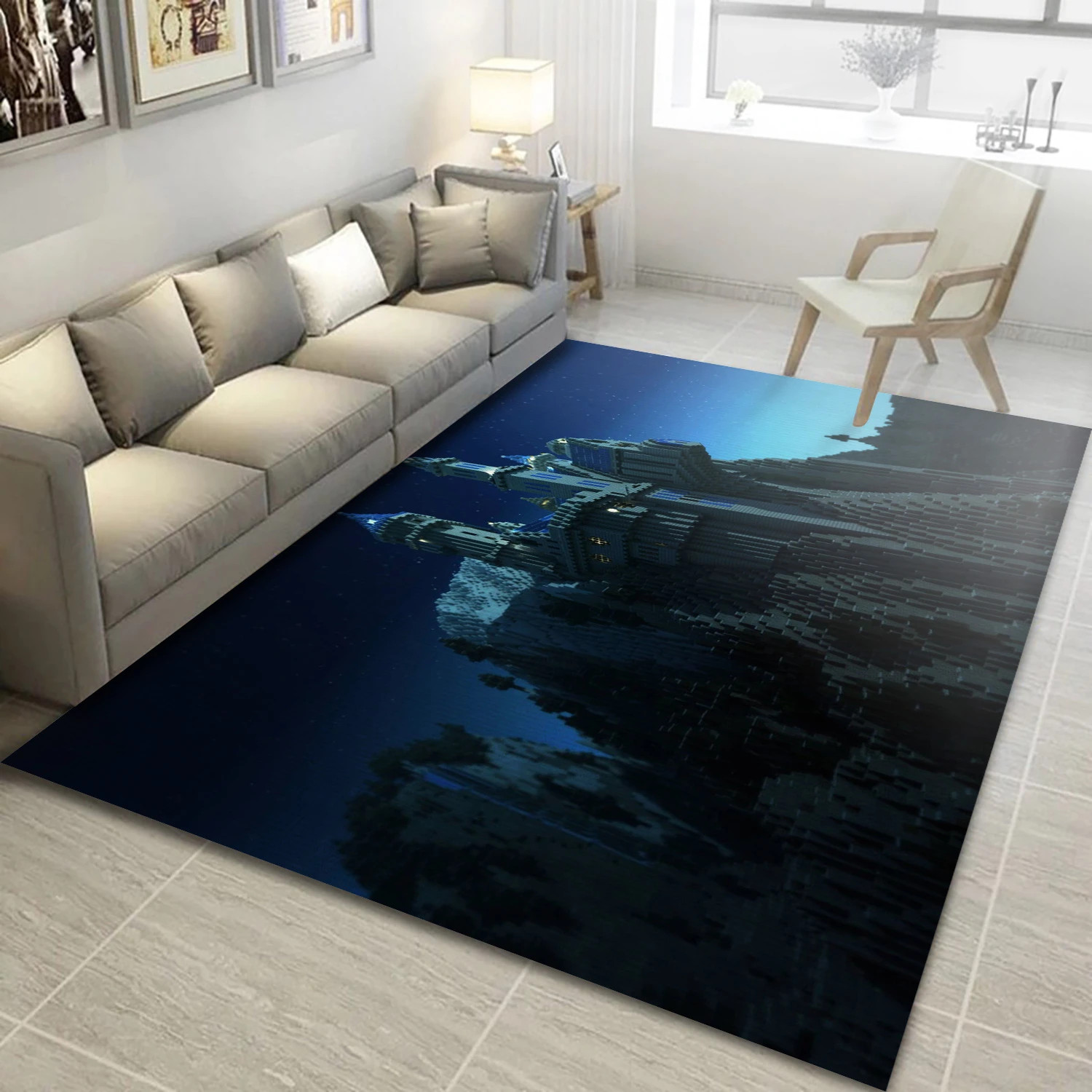 Castle Video Game Area Rug Area, Living Room Rug - Christmas Gift Decor - Indoor Outdoor Rugs