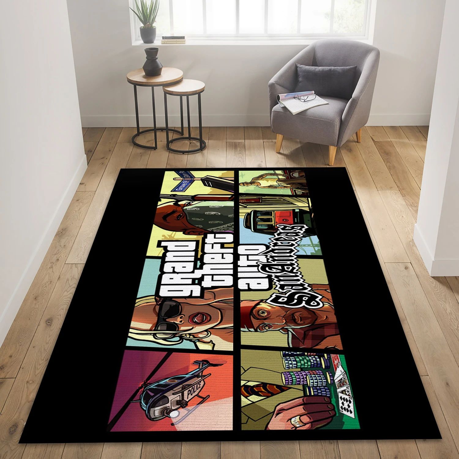 Grand Theft Auto San Andreas Gaming Area Rug, Area Rug - Home Decor Floor Decor - Indoor Outdoor Rugs