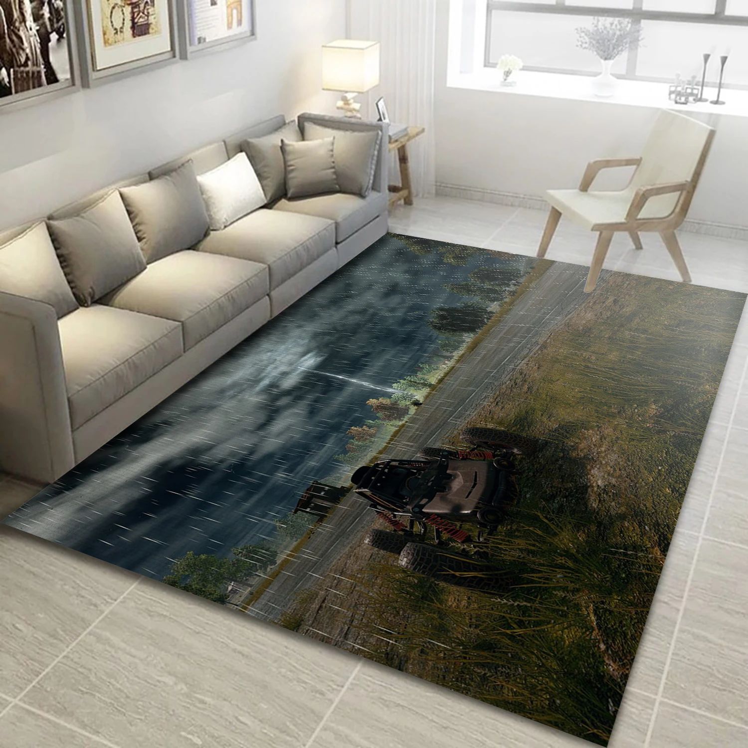 Playerunknowns Battlegrounds Buggy And Rain Game Area Rug Carpet, Bedroom Rug - Family Gift US Decor - Indoor Outdoor Rugs