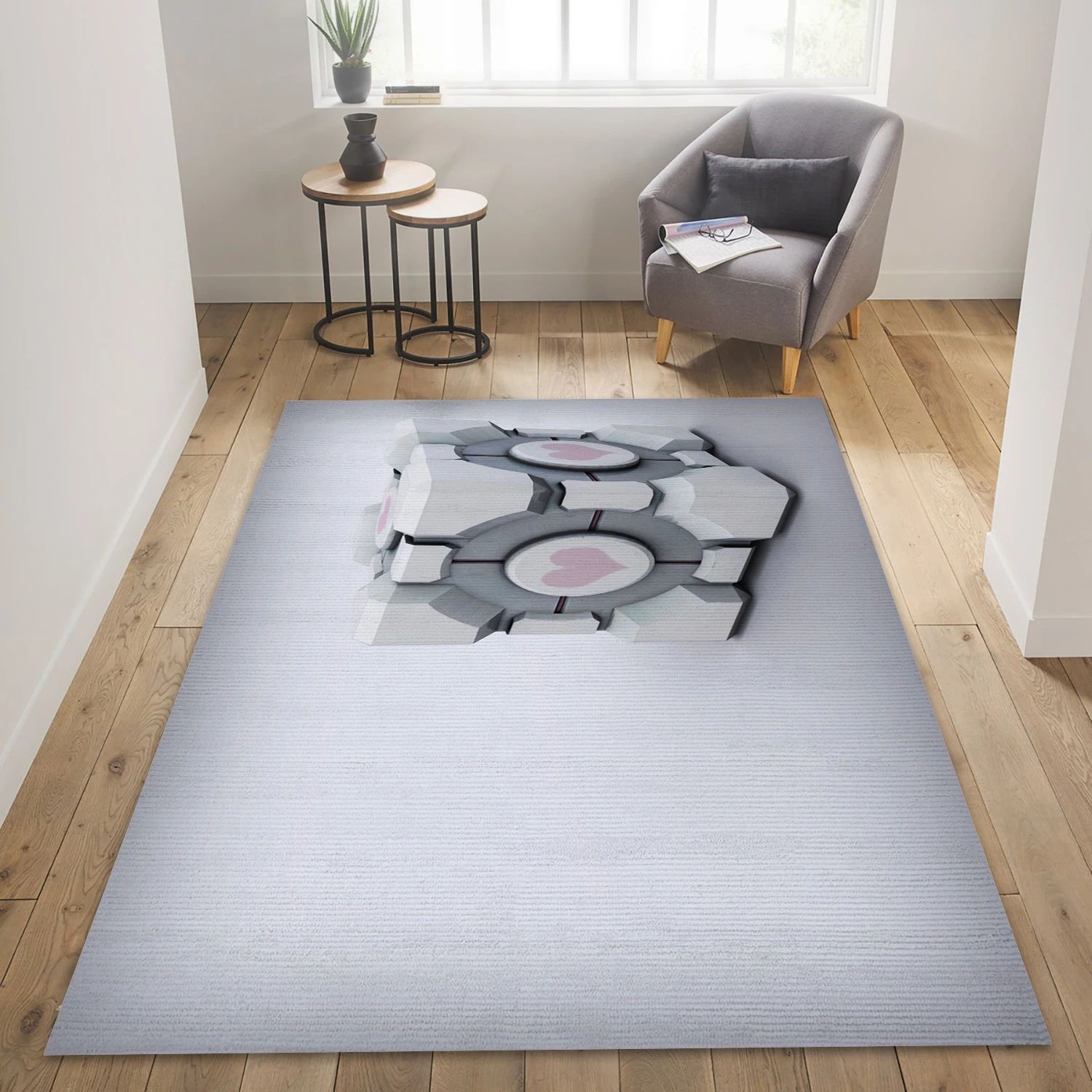 Portal Companion Cube Game Area Rug Carpet, Bedroom Rug - US Decor - Indoor Outdoor Rugs